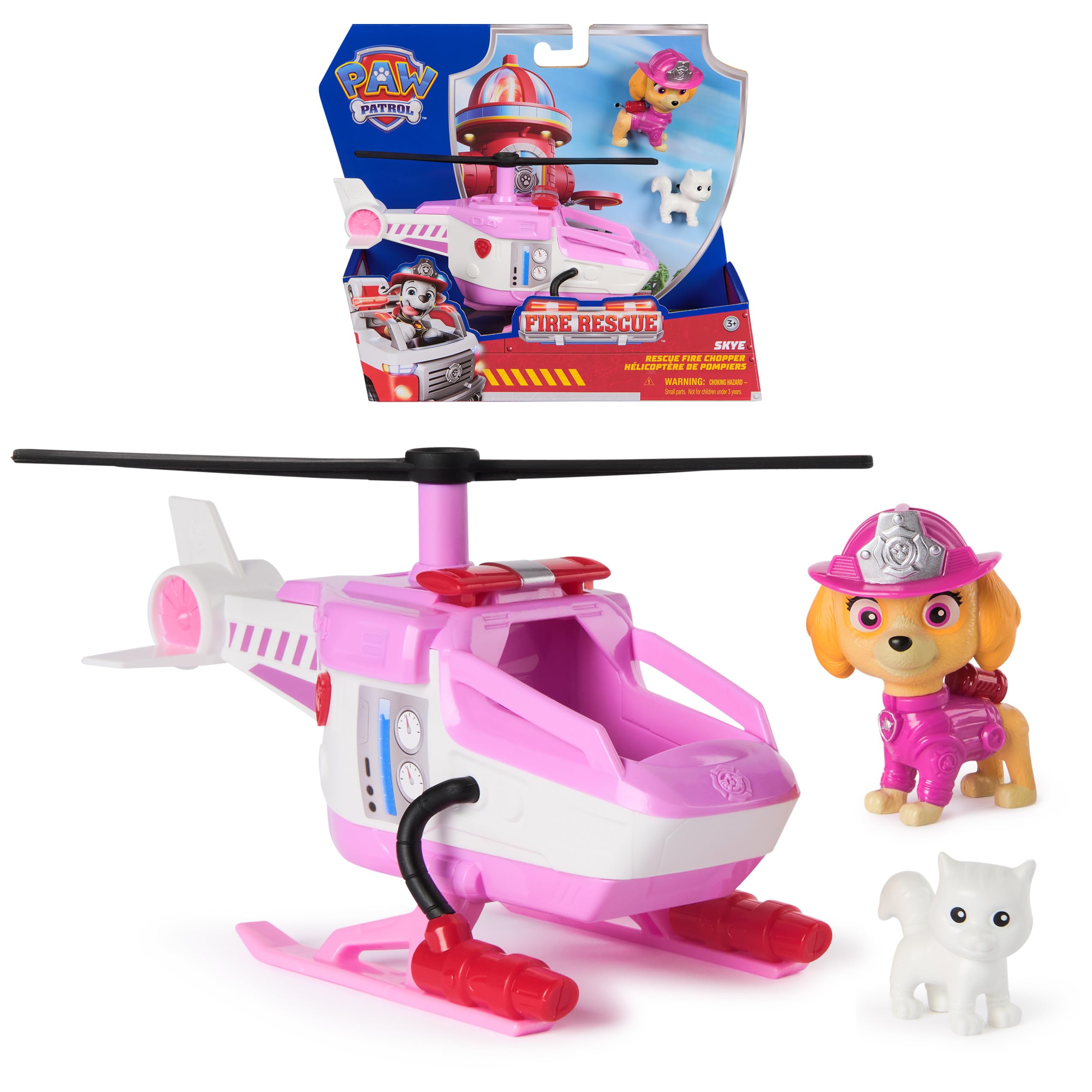 Paw Patrol Skye Rescue Fire Chopper Playset with Action Figure and Kitty Friend | Ages 3+