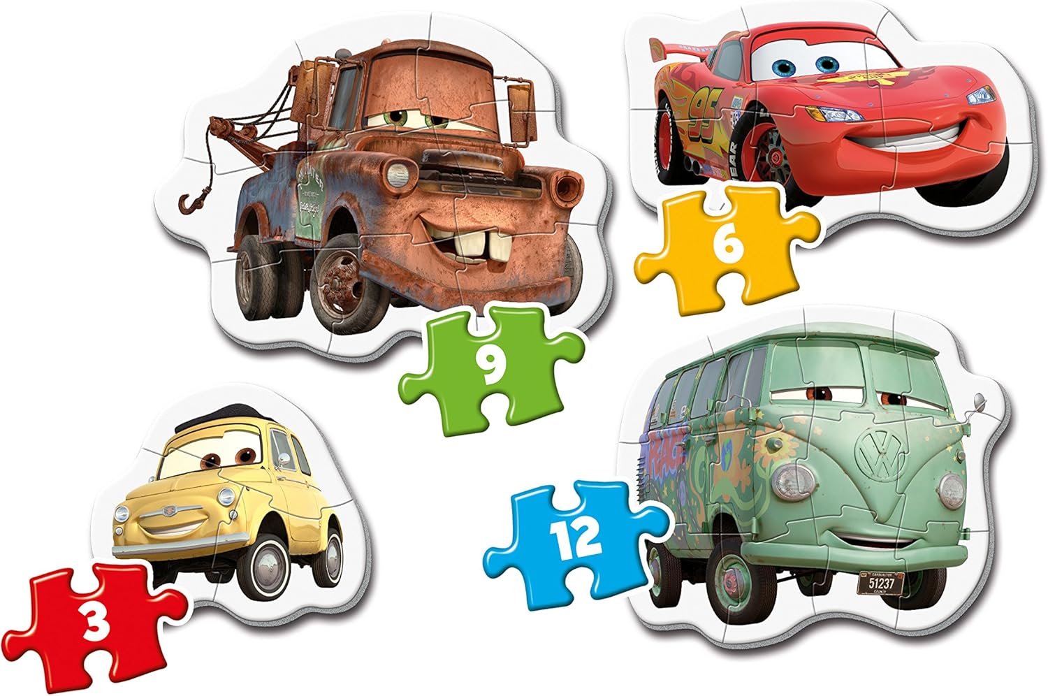 Clementoni My First Puzzle - Cars 3-6-9-12 Piece Jigsaw Set for Toddlers 2
