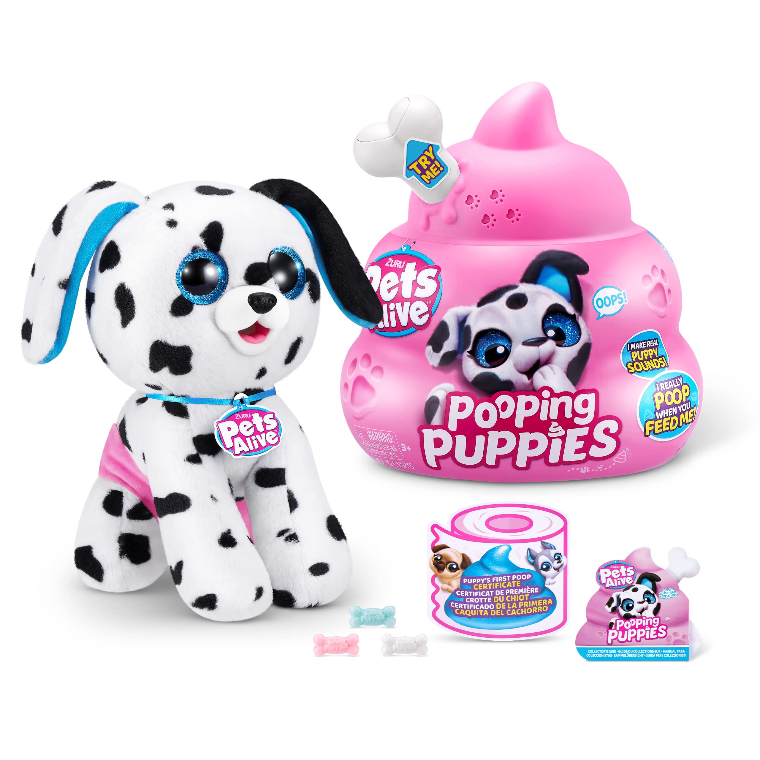 Pets Alive Pooping Puppies - Dalmatian Interactive Electronic Plush Toy with Color Change & Sounds, Ages 3+