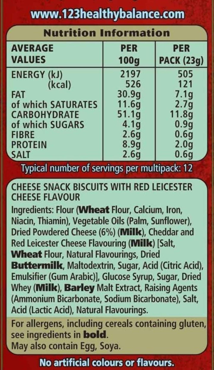 Jacob's Mini Cheddars Red Leicester Flavour Multipack Crisps, Oven-Baked Cheese Snacks, 30 x 45g