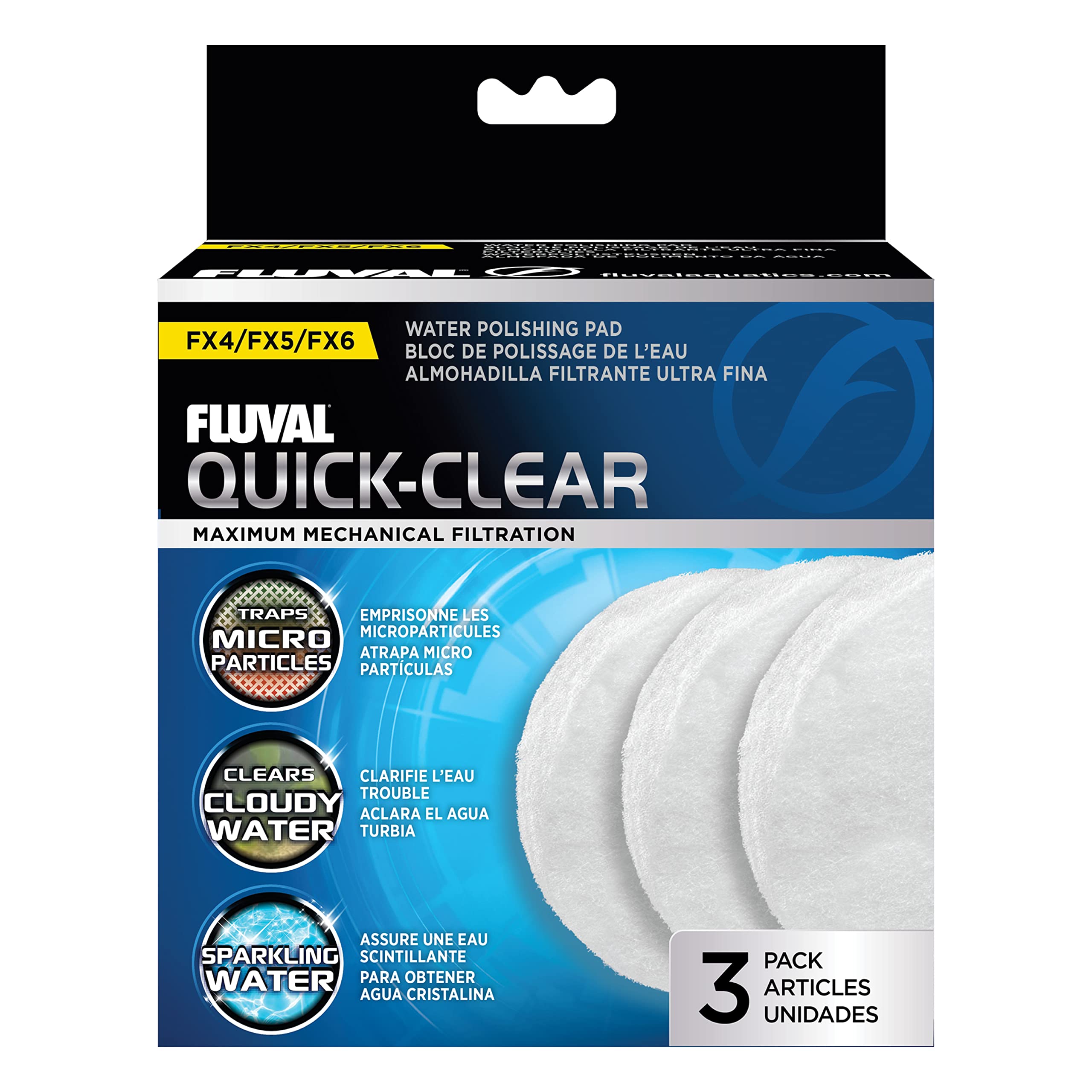Fluval Water Polishing Pad for FX4, FX5, and FX6 External Filters | 3 Count Polyester Pads