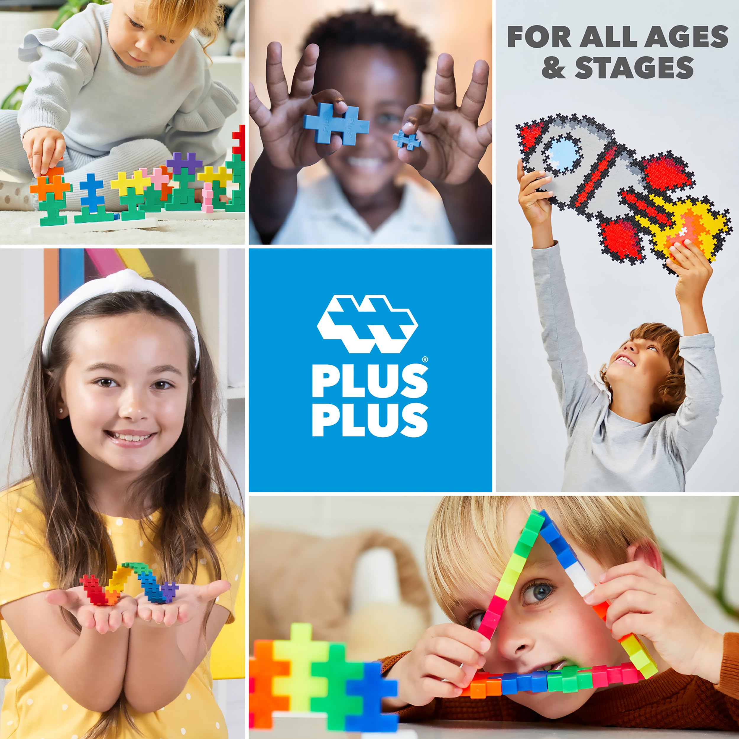 PLUS PLUS Puzzle by Number Activity Pad - 125-Piece Travel Building Set for Kids 5+ 10