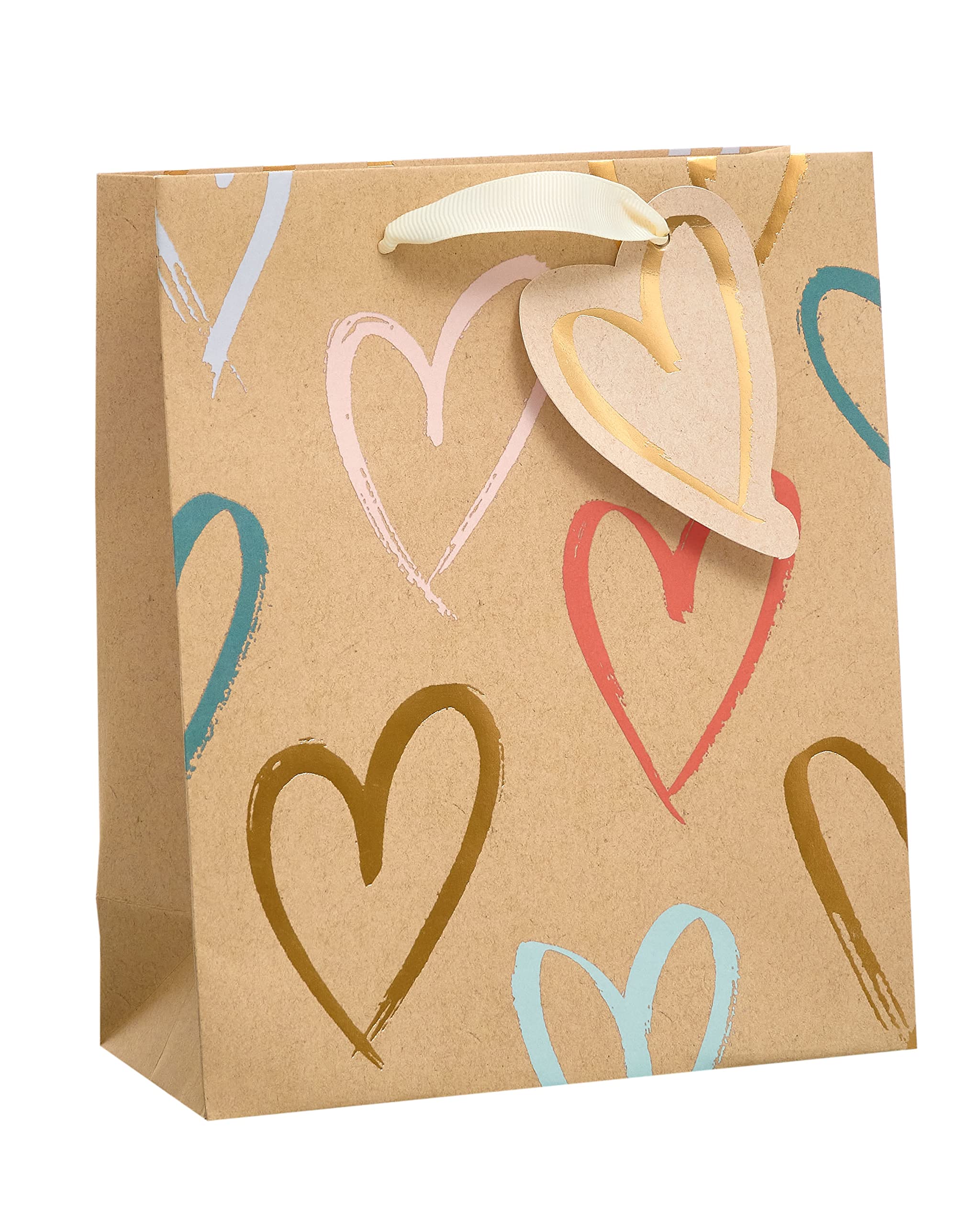 UK Greetings Medium Gift Bag - Heart Design for Weddings & Birthdays | FSC Certified Cardboard