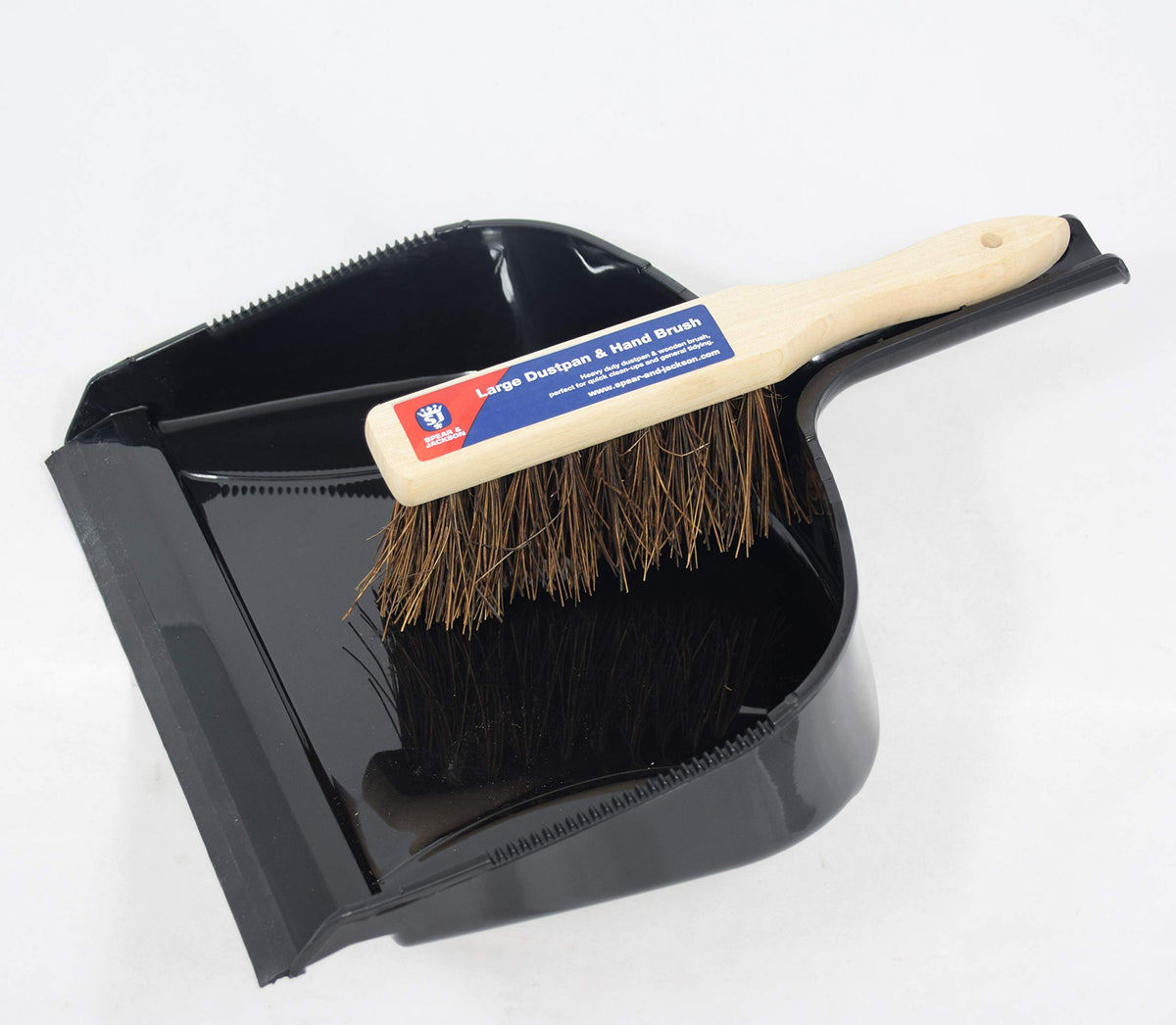 Spear & Jackson Dustpan and Hand Brush Set - Black, Extra Deep