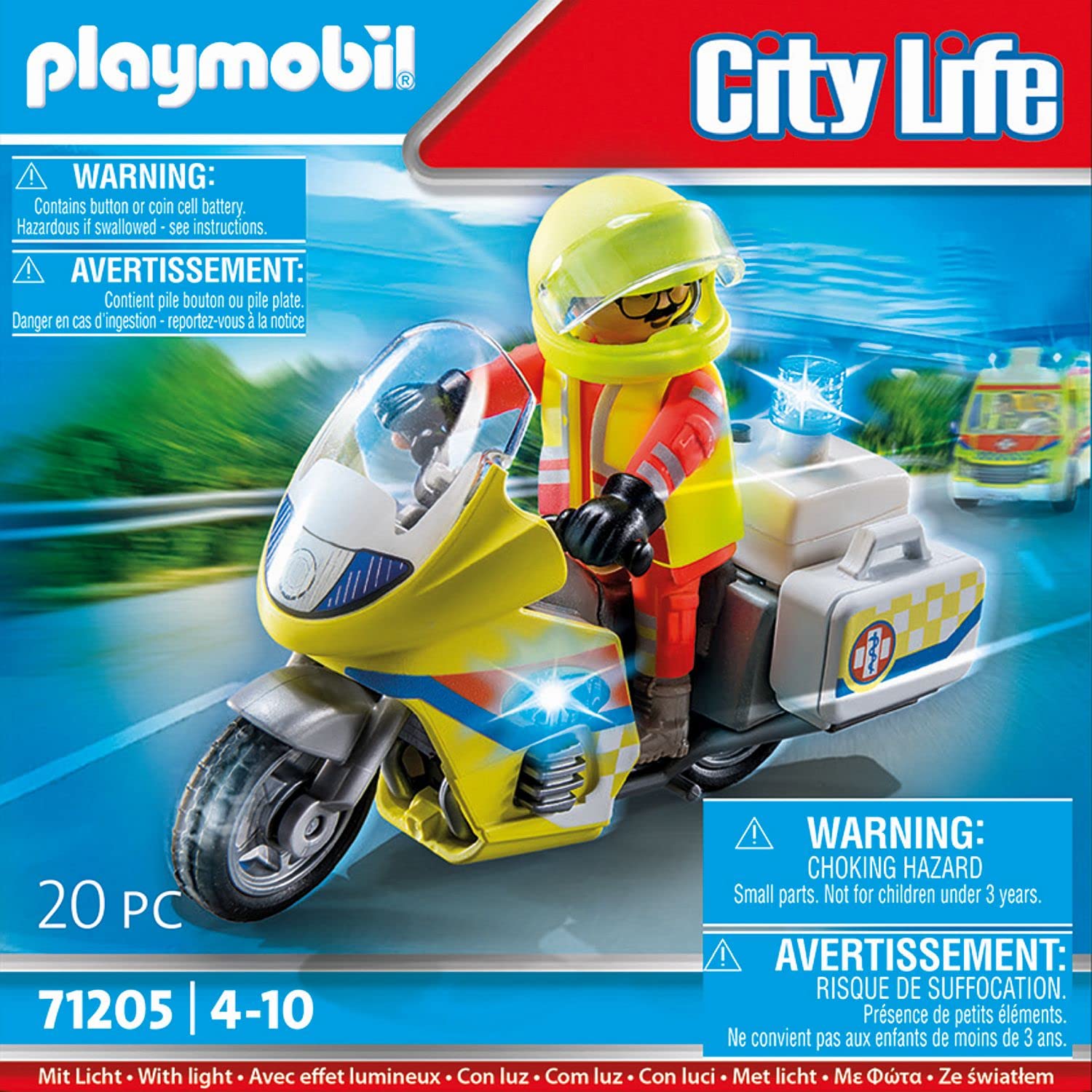 Playmobil 71205 Rescue Emergency Motorcycle with Flashing Lights - Action Figure Playset for Kids 4+ 11
