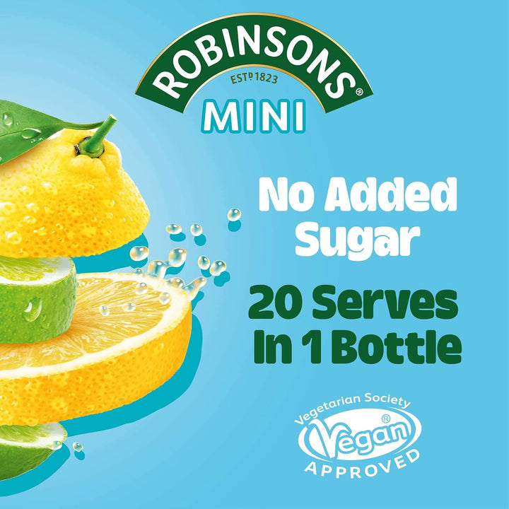 Robinsons Mini - No Added Sugar - Low Calorie - Lemon & Lime Fruit Squash Concentrate - Makes 20 Drinks