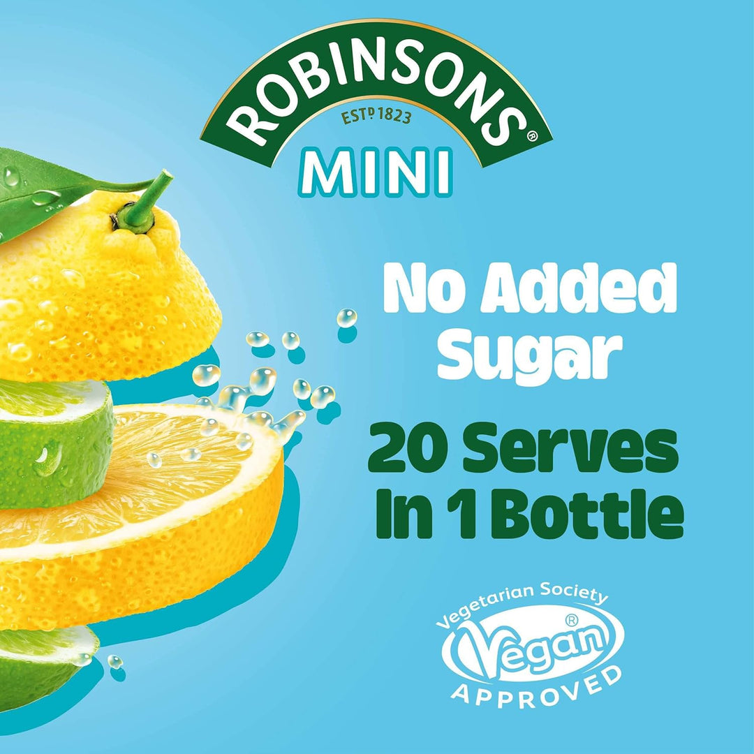 Robinsons Mini No Added Sugar Lemon and Lime Flavoured Concentrated Squash, 66 ml (Pack of 6)