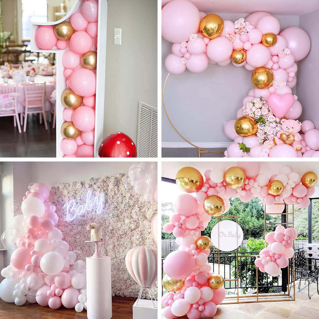 PartyWoo Light Pink Balloons 102 pcs - Different Sizes for Birthday & Party Decorations