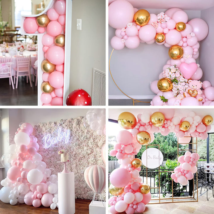 PartyWoo Light Pink Balloons 102 pcs - Different Sizes for Birthday & Party Decorations