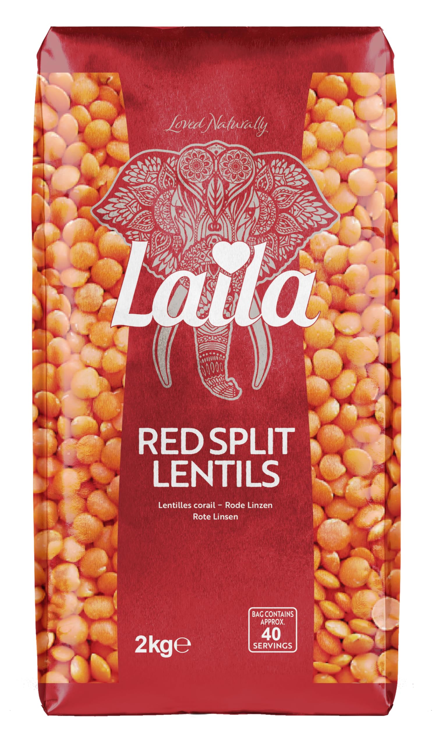 LAILA Red Split Lentils - 2kg Pack | Rich in B Vitamins & Fibre | Cooks in 15-20 Mins 1