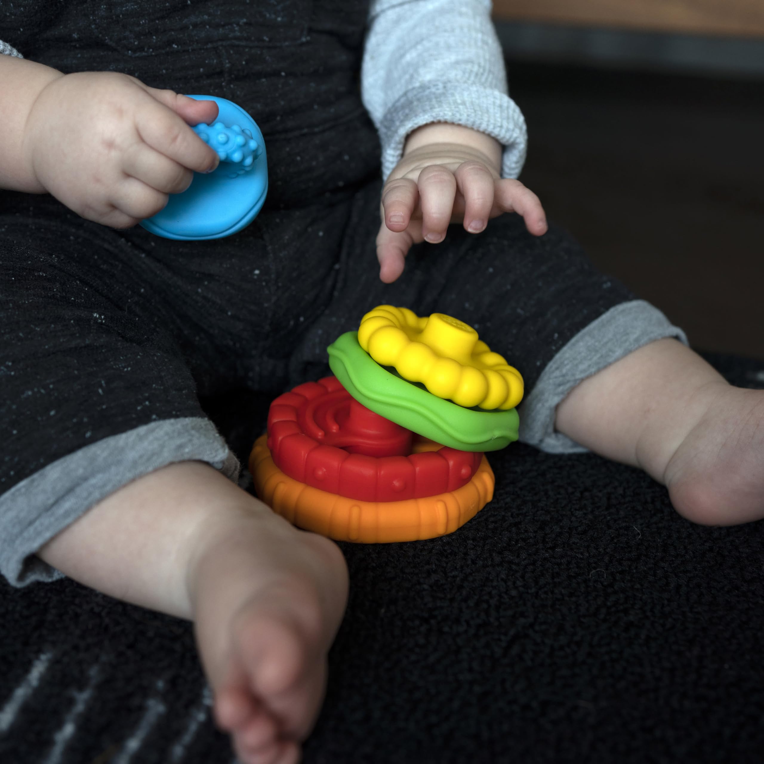 Baby Einstein Stack & Teethe Multi-Textured 5-Piece Teether Toy Set for Ages 3 Months + 2