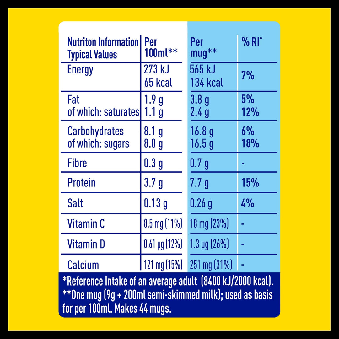 Nesquik Hot Chocolate Powder 400g - Gluten Free, No Artificial Ingredients, Sustainably Sourced Cocoa