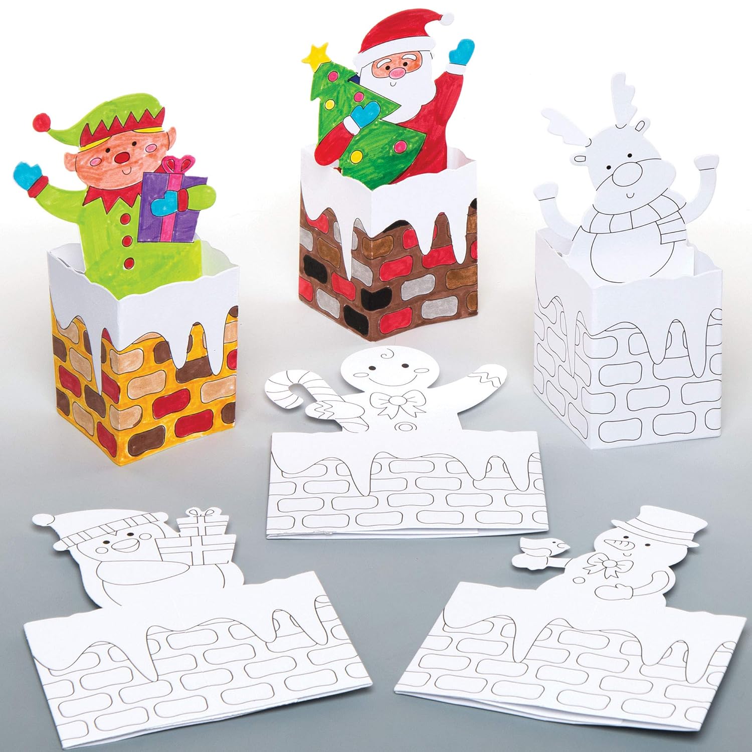 Baker Ross AR850 Chimney Pop-Up Colour in Cards - 3D Christmas Craft Kit for Kids 1