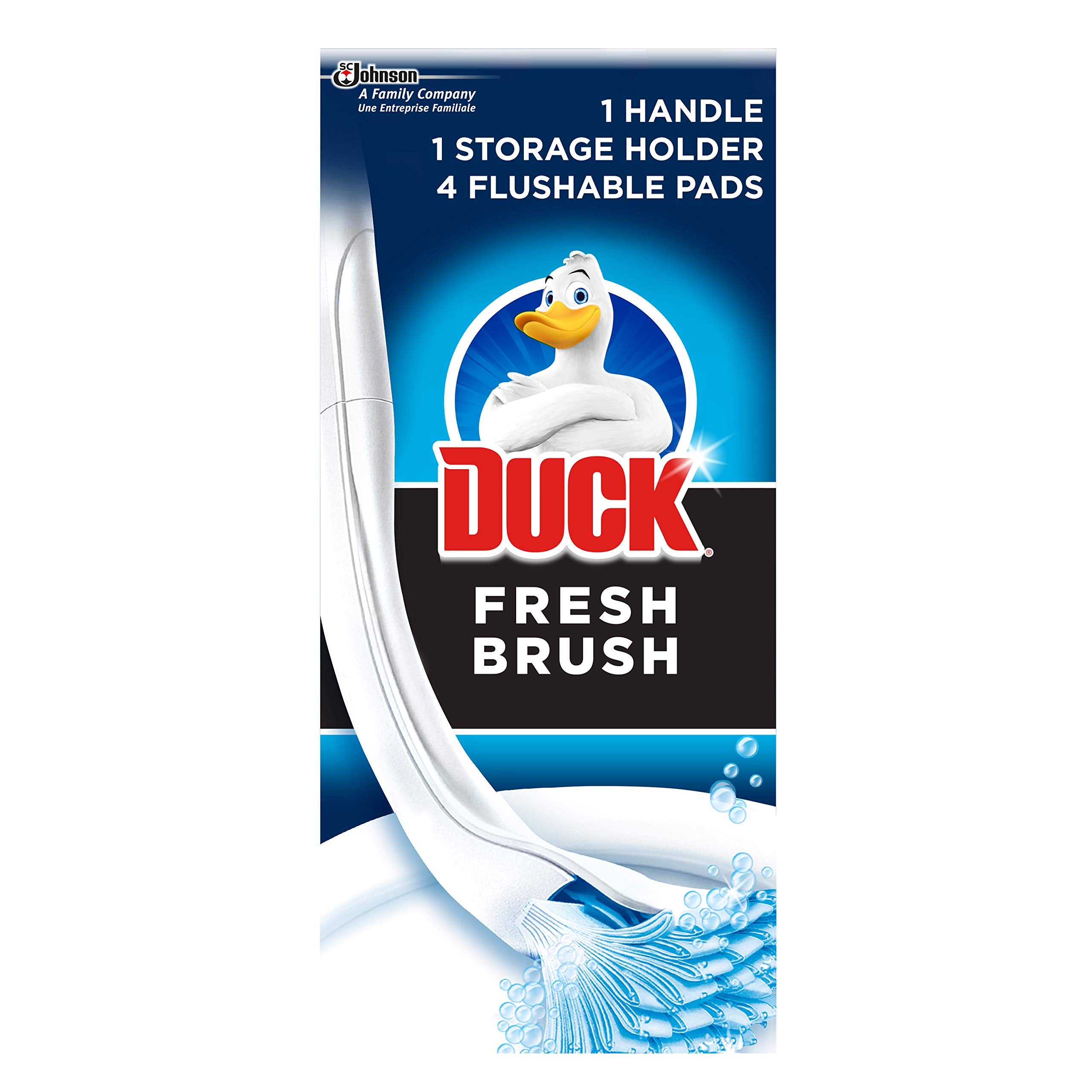 DUCK Toilet Fresh Brush Starter Kit with 1 Handle and 4 Flushable Cleansing Pads