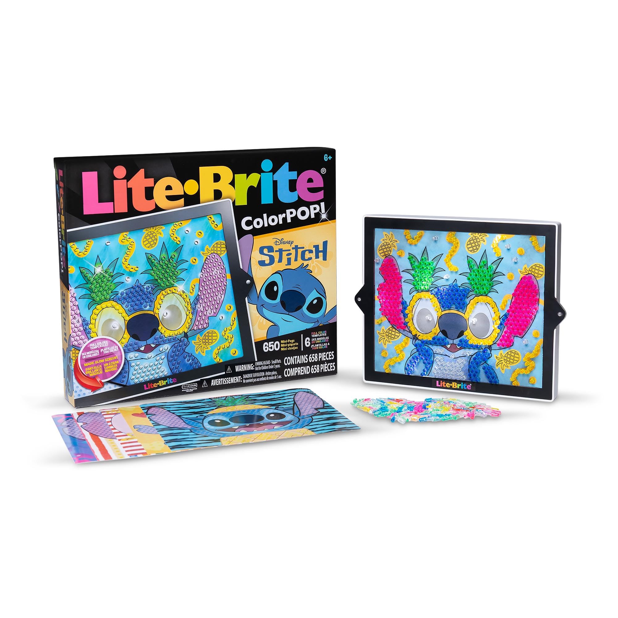 Lite Brite Colour Pop Disney Stitch Light-Up Creative Toy with 650 Pegs | Kid Age Range 1