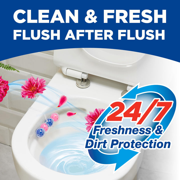 Bloo Power Active Toilet Rim Block - Fresh Flowers Scent with Anti-Limescale, 3 Pack