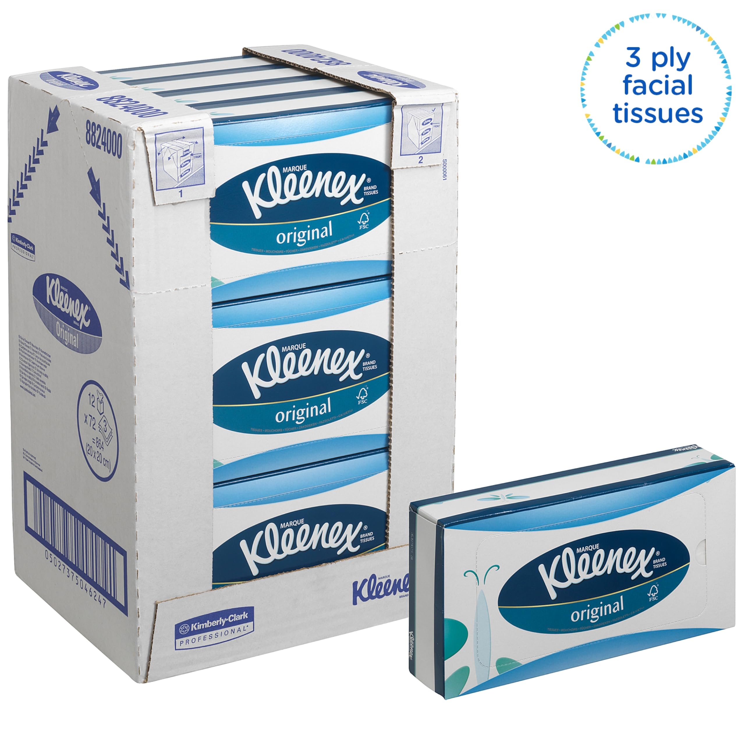 Kleenex Facial Tissues - 3-Ply Soft & Strong White Tissues | 12 Boxes of 72 Tissues 5