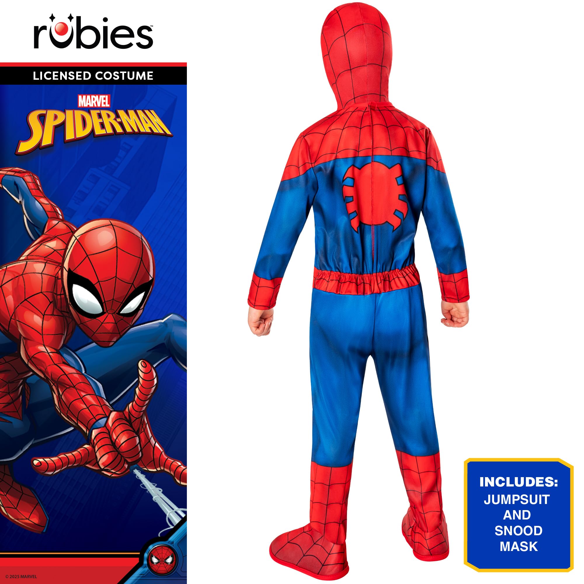 Rubies Official Marvel Spider-Man Classic Child Costume - Size 3-4 Years | Polyester Jumpsuit & Balaclava 2