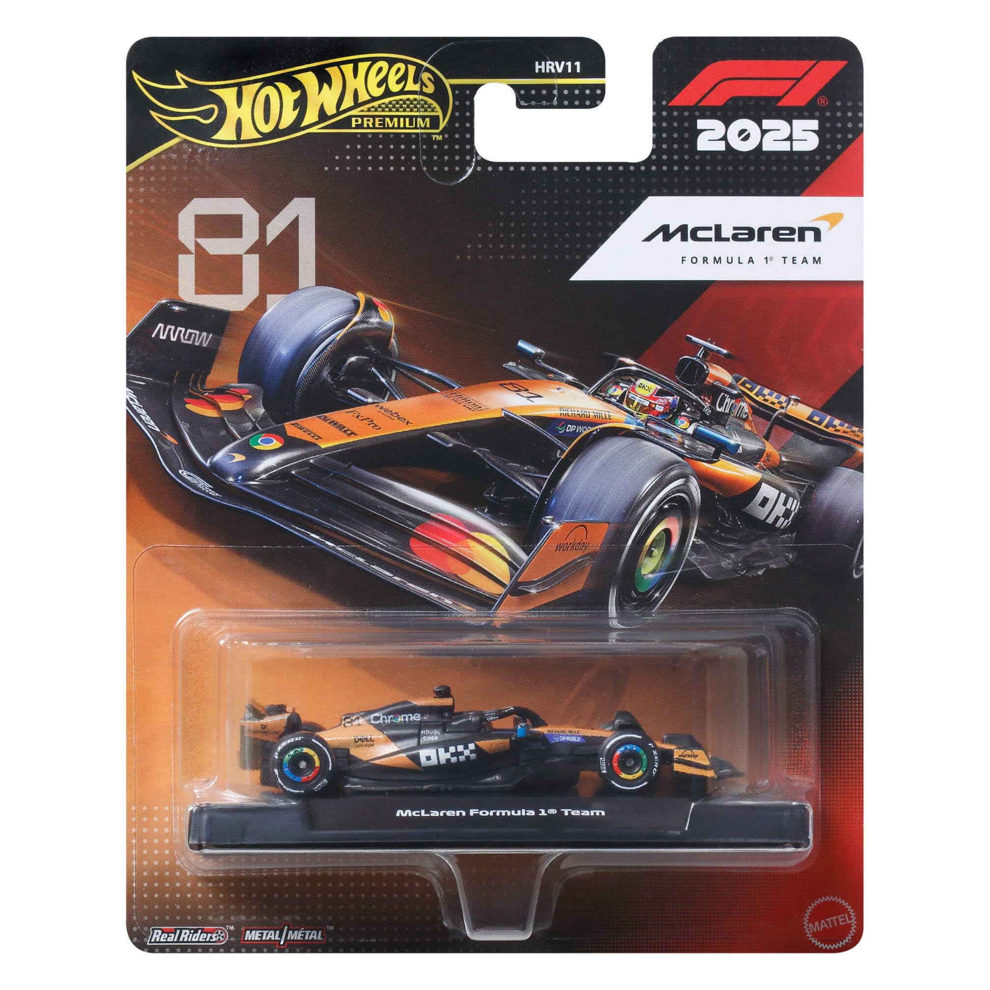 Hot Wheels Formula 1 McLaren Oscar Piastri #81 Die-Cast Car | 1:64 Scale Metal/Metal | Real Riders Tyres 7