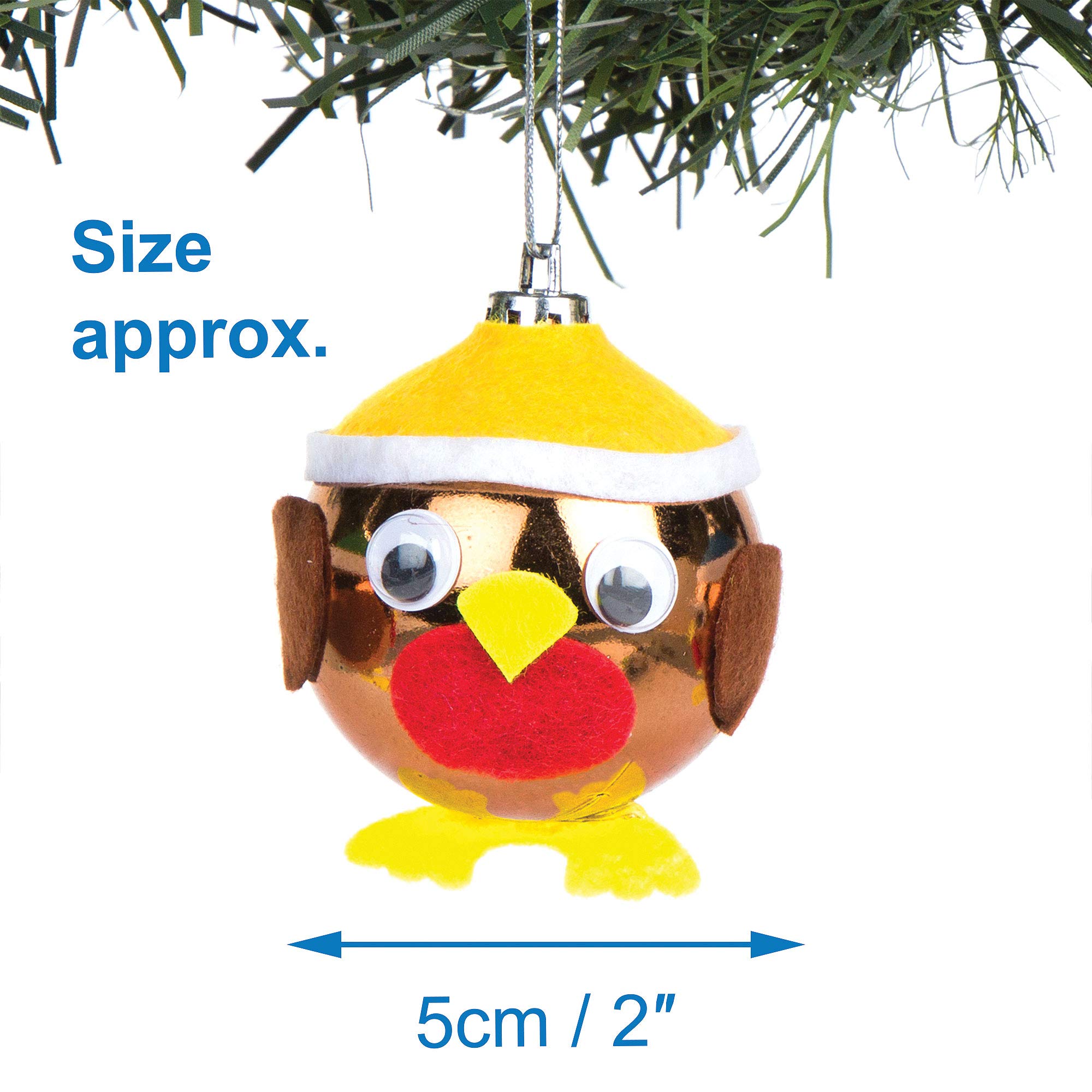 Baker Ross Christmas Robin Bauble Kits – Pack of 6 Make Your Own Christmas Decoration Craft (AV479) 3