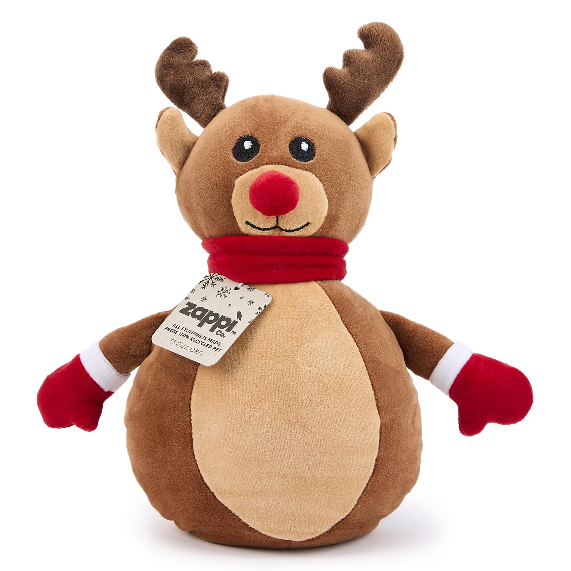Zappi Co Rudolph Reindeer Plush Toy - Soft Cuddly Christmas Decoration | 25cm Height