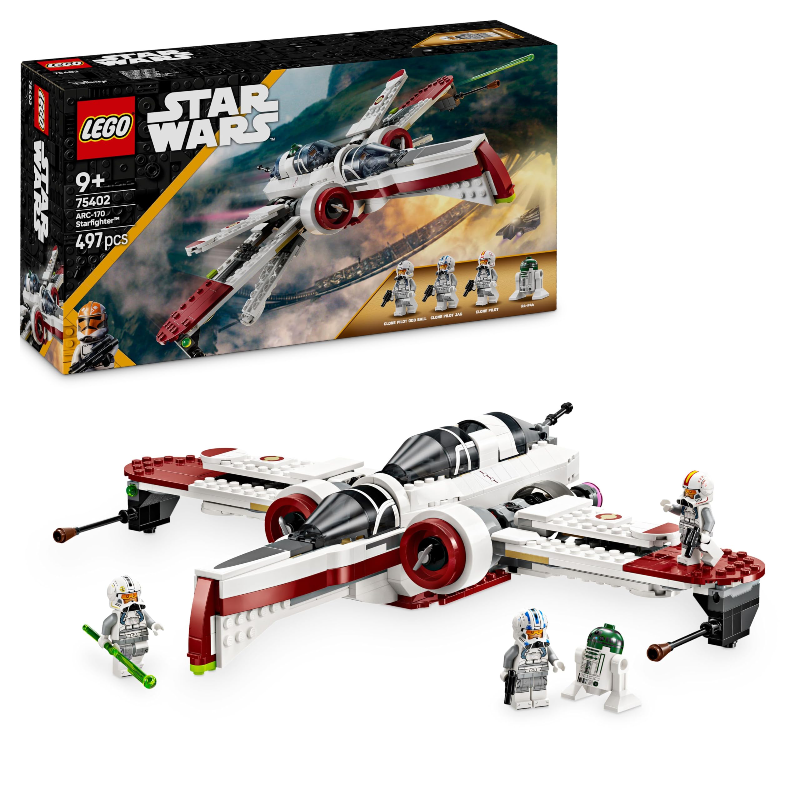LEGO Star Wars ARC-170 Starfighter Building Toy with 3 Clone Pilot Minifigures - 497-Piece Playset for Ages 9+ 1