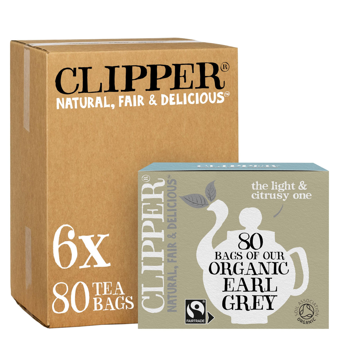 Clipper Organic Fairtrade Everyday Earl Grey 80 Teabags 200g (Pack of 6) - 480 Teabags Total
