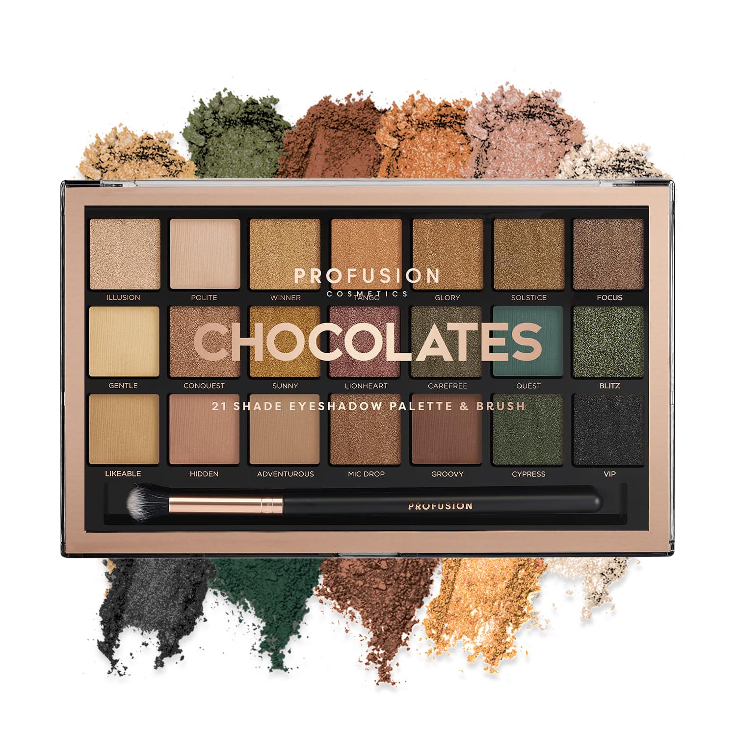 Profusion Cosmetics 21 Shade Eyeshadow Palette - Intense Color Payoff | Blendable Shades | Cruelty-Free 1