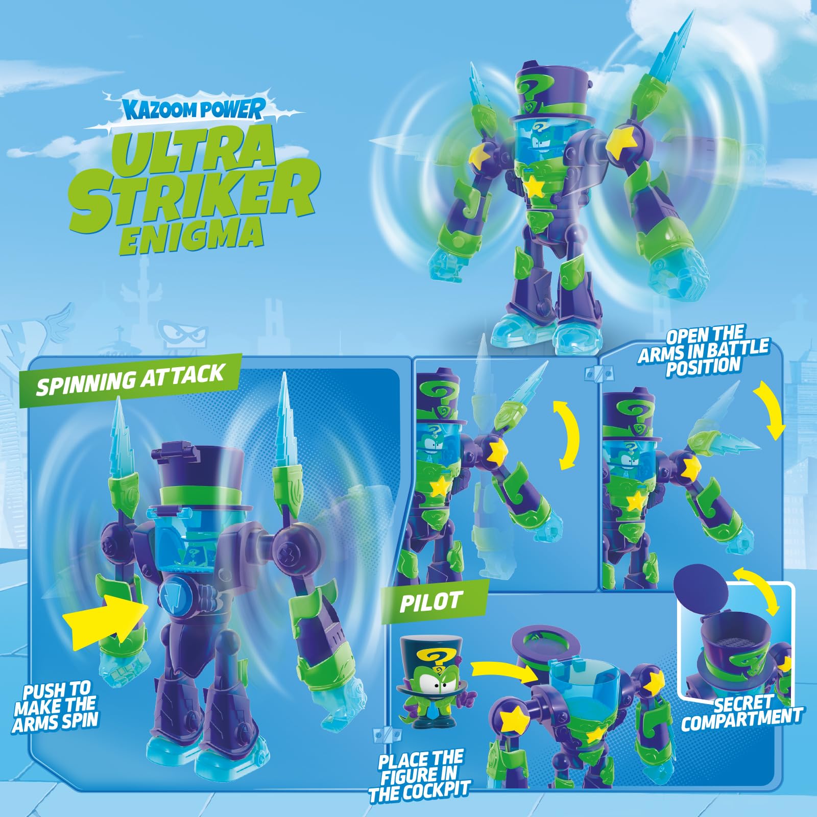 SUPERTHINGS RIVALS OF KABOOM Enigma's Ultra Striker Robot Playset | Exclusive Enigma Figure | Ages 3+ 5