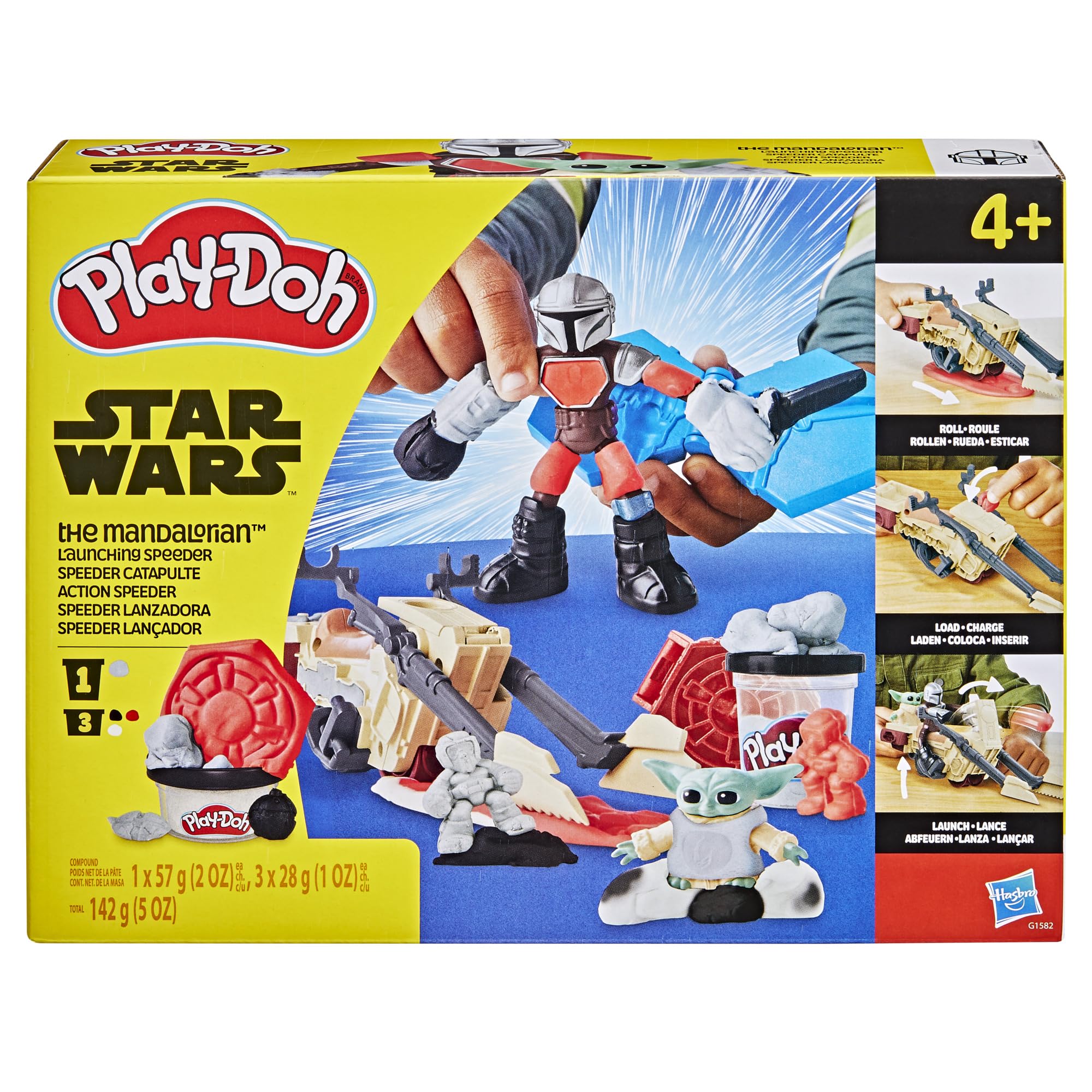 Play-Doh Star Wars: The Mandalorian Launching Speeder Playset | Ages 4+ | Includes 4 Cans