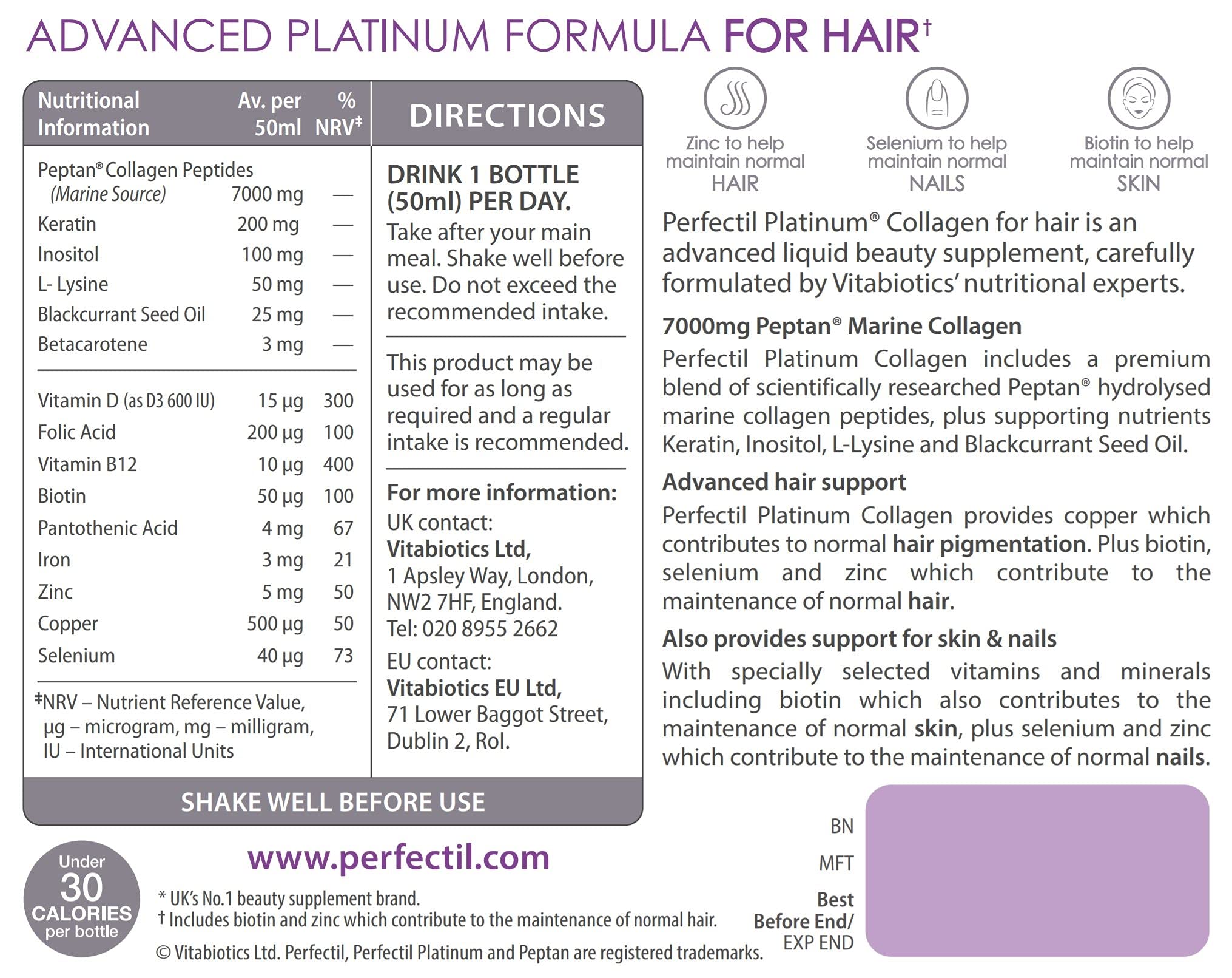 Perfectil Platinum Collagen Drink for Hair - 10 x 50 ml Vials 8