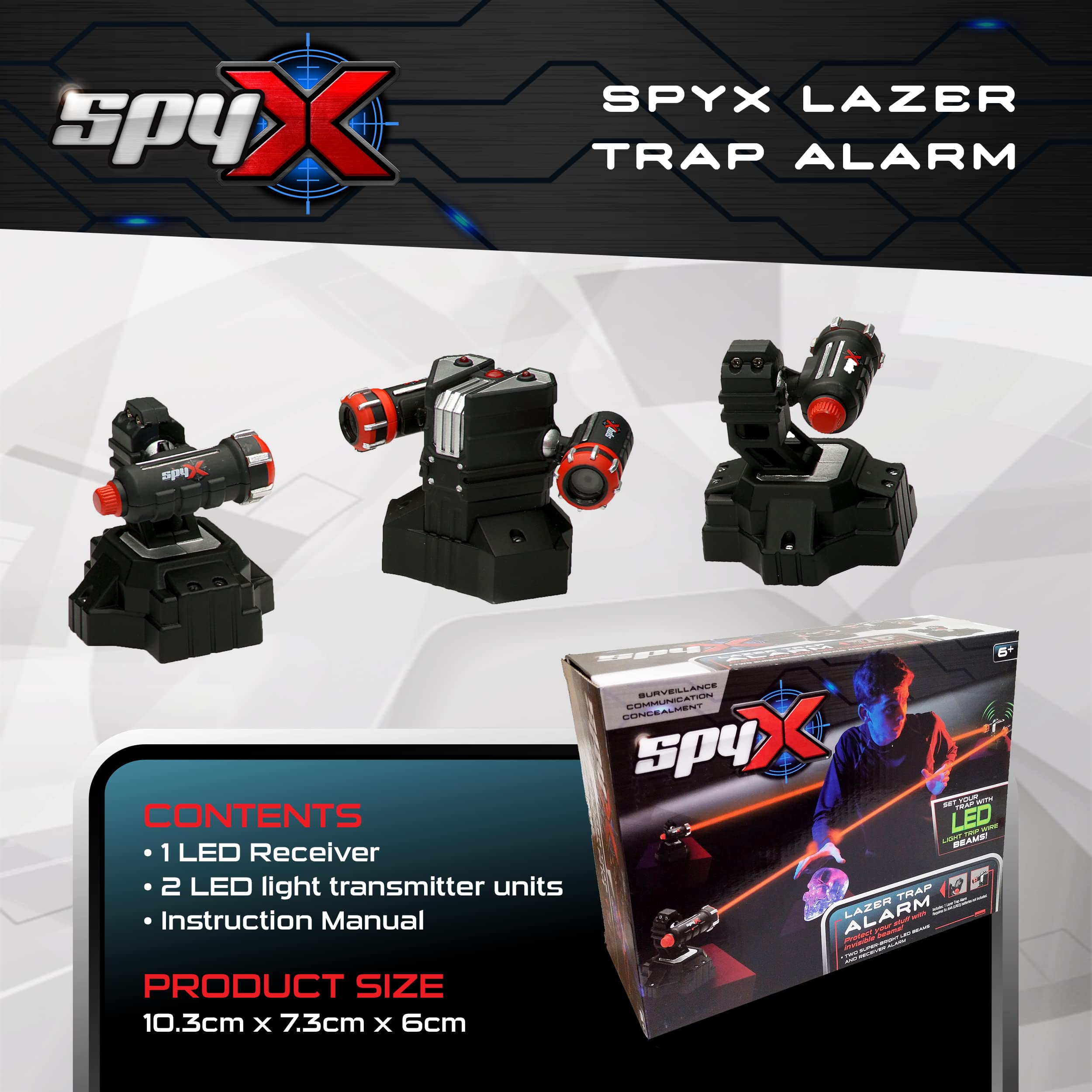 SpyX Lazer Trap Alarm for Kids - Invisible LED Trip Wire Beams | 2 Beams & Receiver | Ages 6+ 4