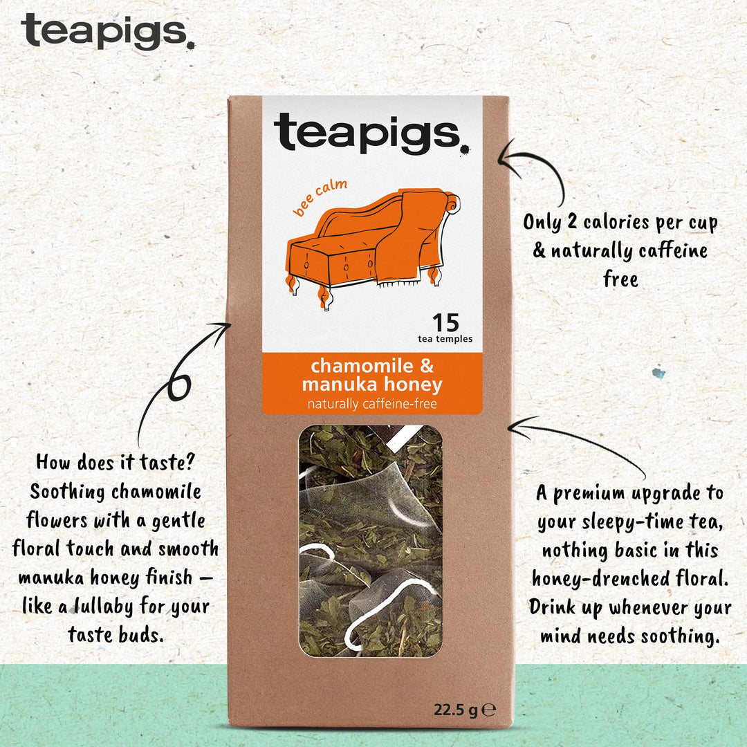 teapigs Chamomile & Manuka Honey Tea - Caffeine-Free Herbal Tea Bags