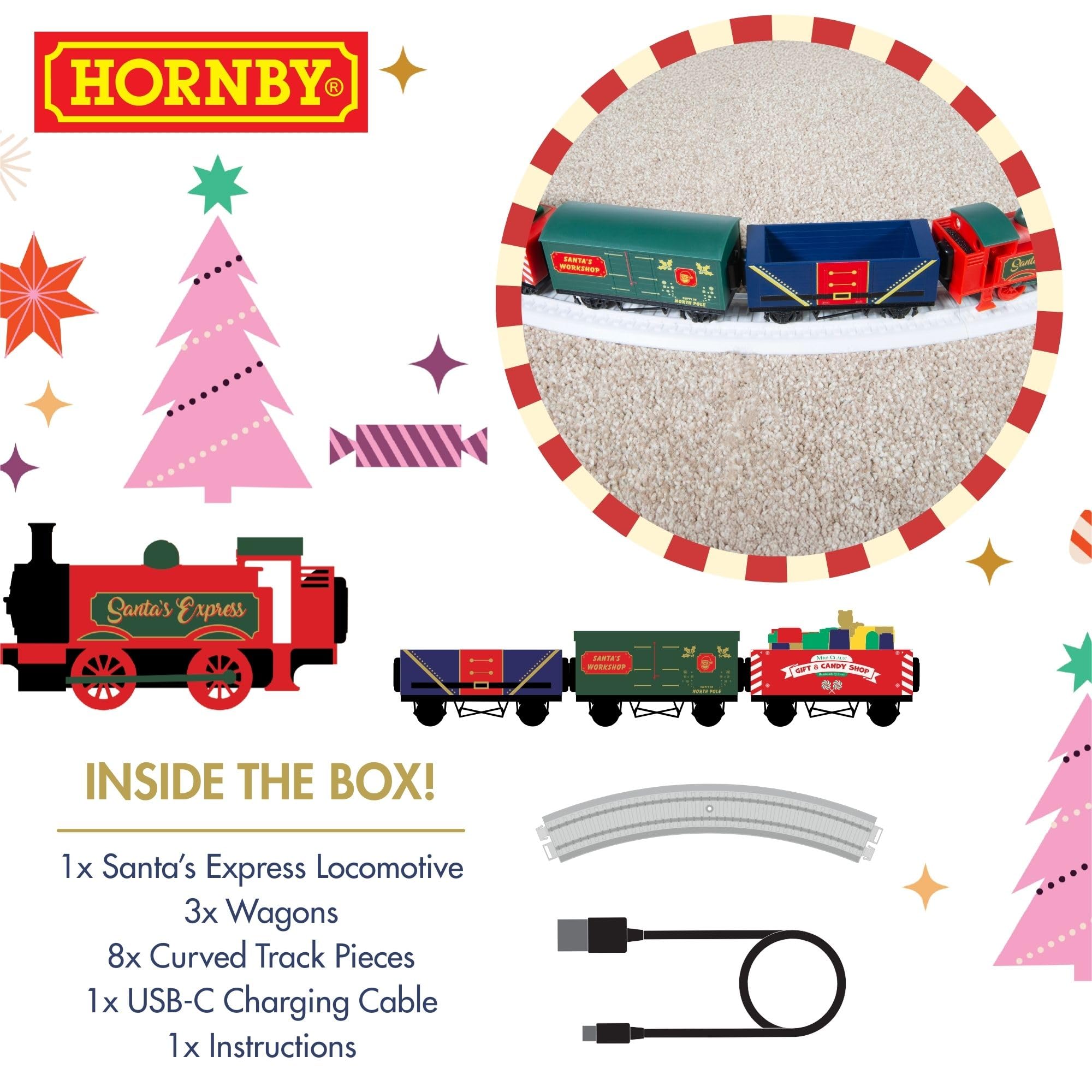 Hornby Santa's Express Christmas Train Set - Rechargeable Analogue OO Gauge 1:76 4