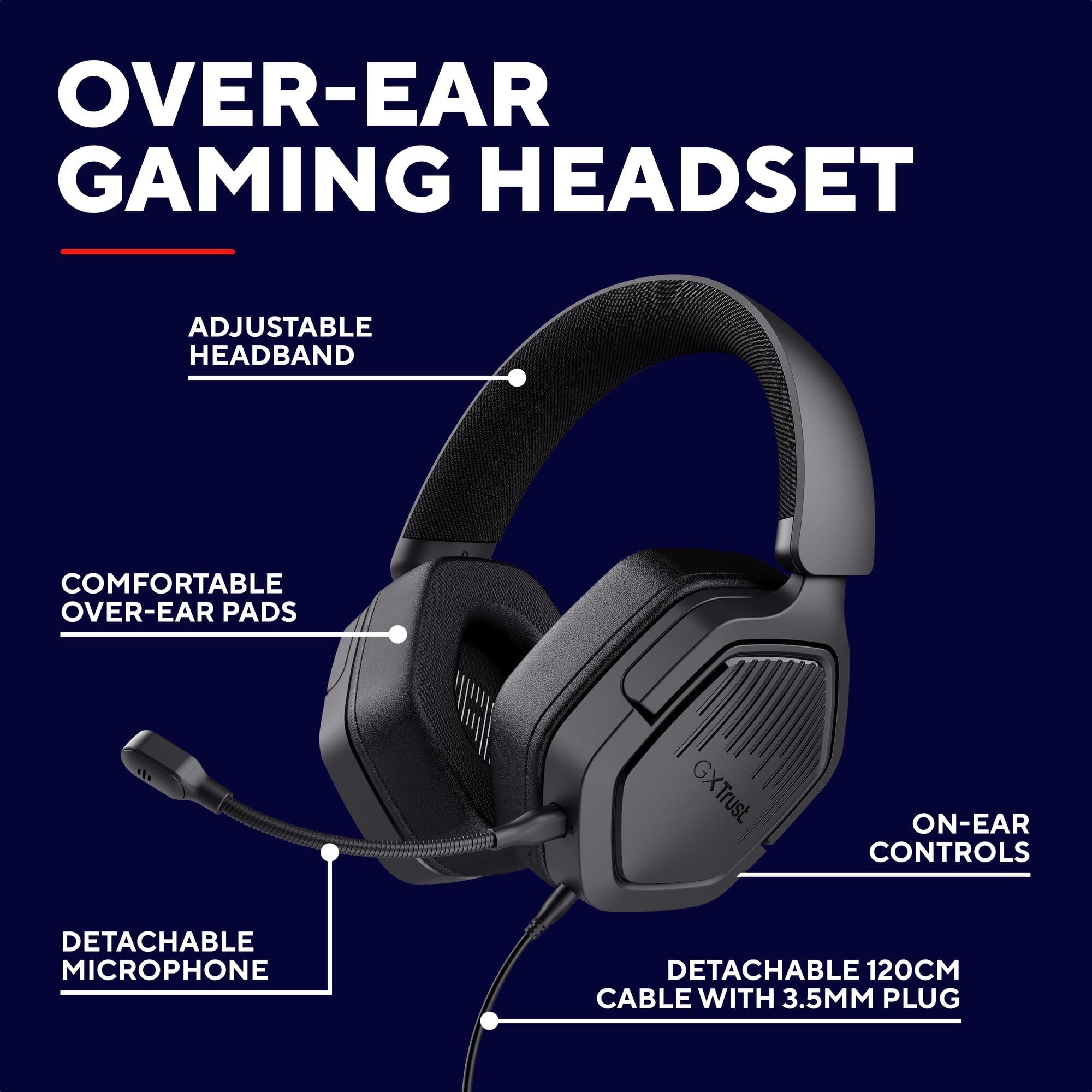 Trust Gaming Ravox GX1492 Gaming Headset with 50mm Drivers for PS5, PS4, Switch, PC, Mobile - 3.5mm Audio 7