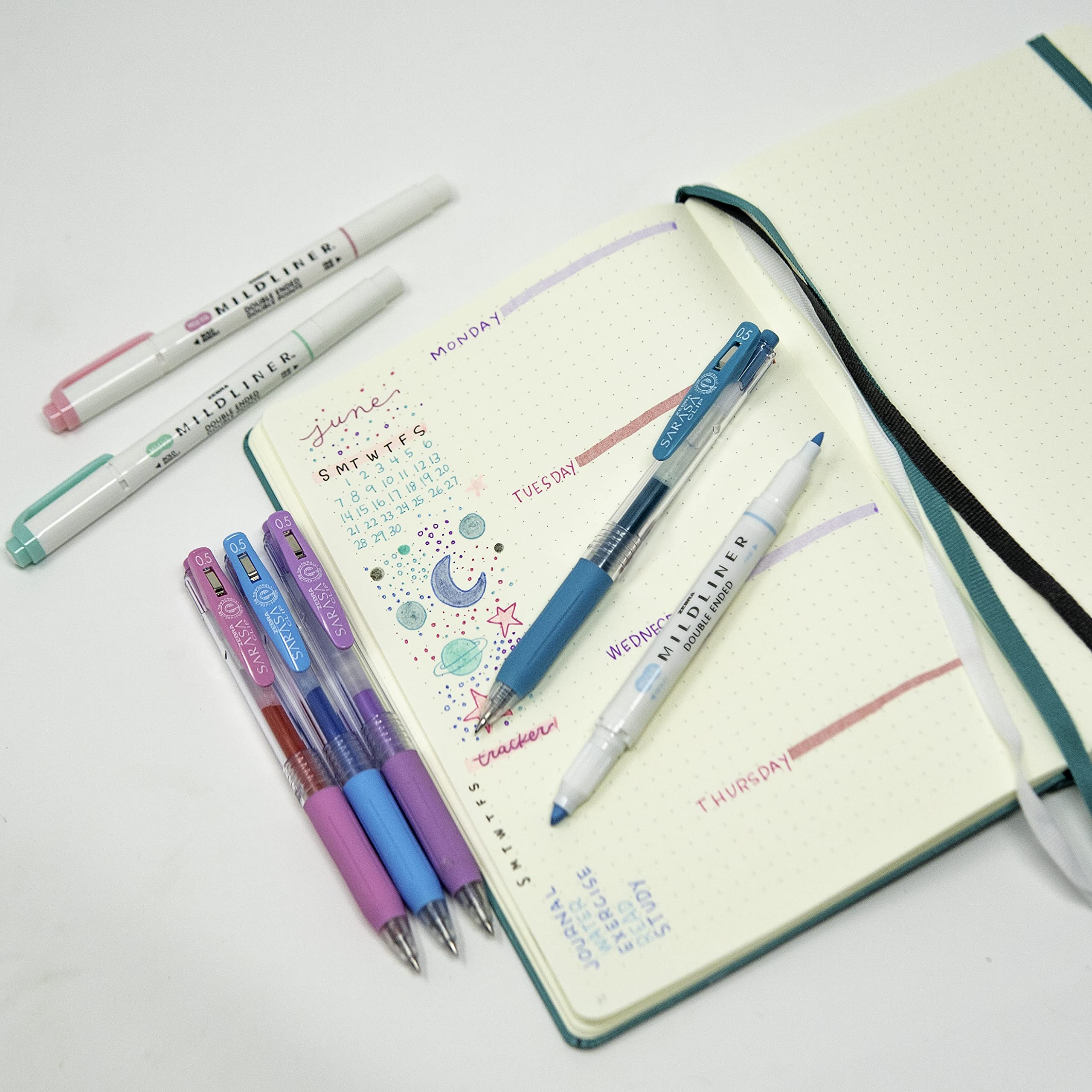 Zebra Pen MILDLINER Dual Tip Highlighter Journaling Set - 14 Count | Water Resistant Ink | Fine & Broad Tips