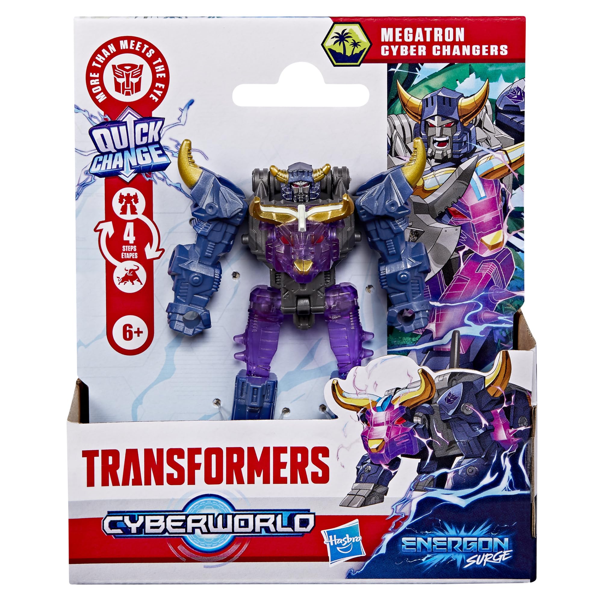 Transformers Megatron Cyber Changers Energon Surge - 4-Inch Action Figure | Glow in the Dark | Ages 6+