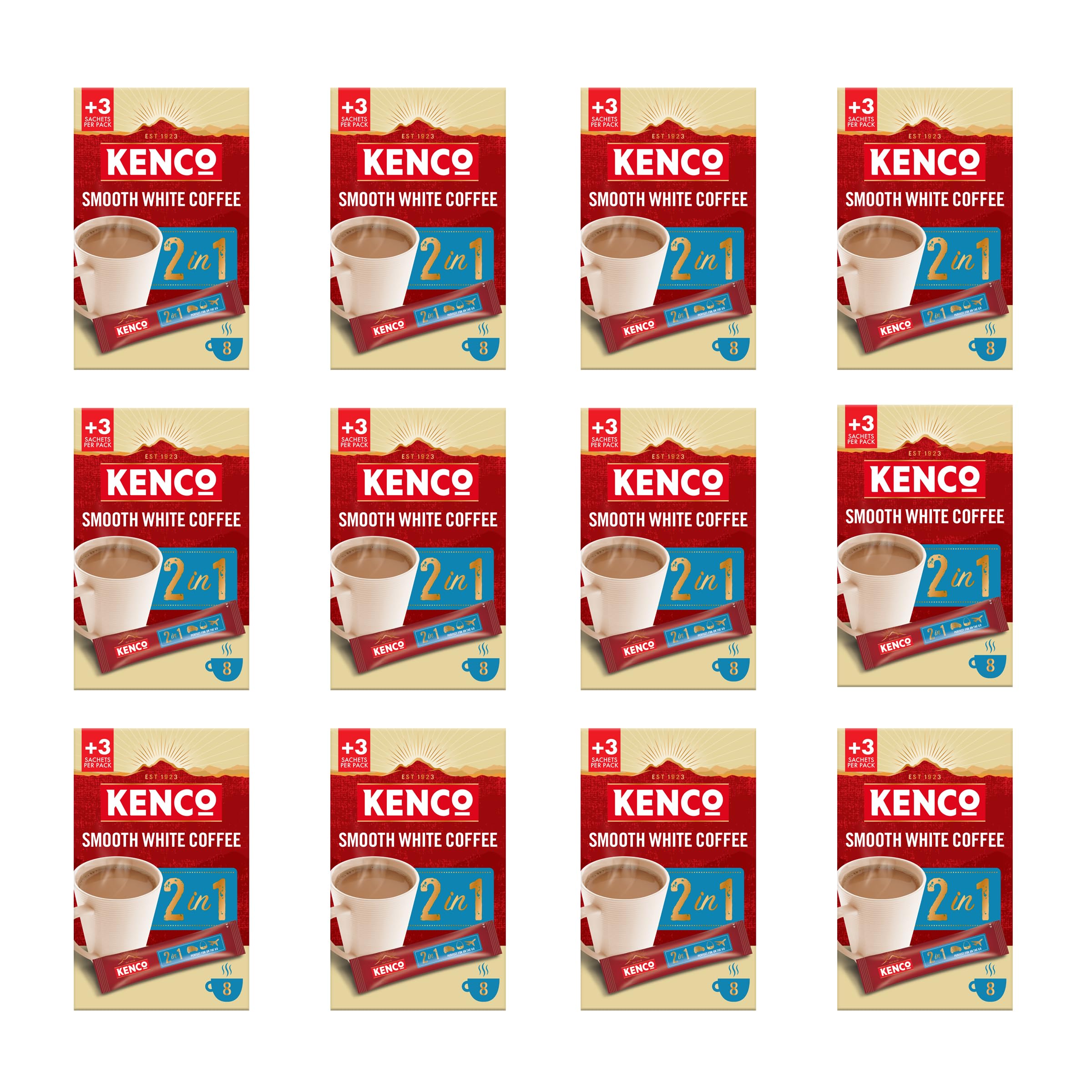 Kenco 2 in 1 Smooth White Instant Coffee Sachets - 96 Total Sachets (12 x 8-Count Packs) 1