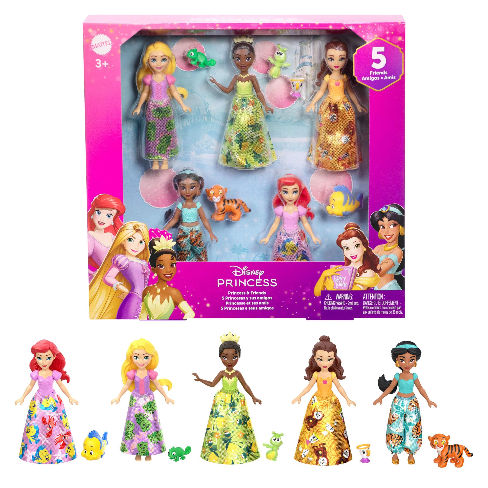 Mattel Disney Princess & Friends Playset with 5 Posable Small Dolls and 5 Friend Figures | Ages 3Y+ | Model JBL33
