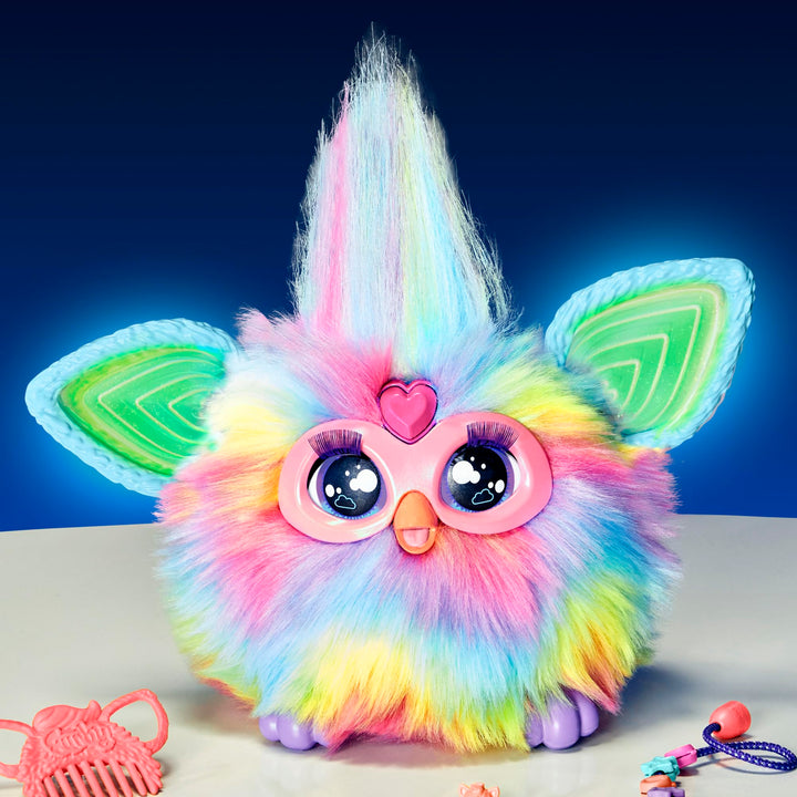 Furby Tie Dye Interactive Plush Toy - English Version, 6+ Years
