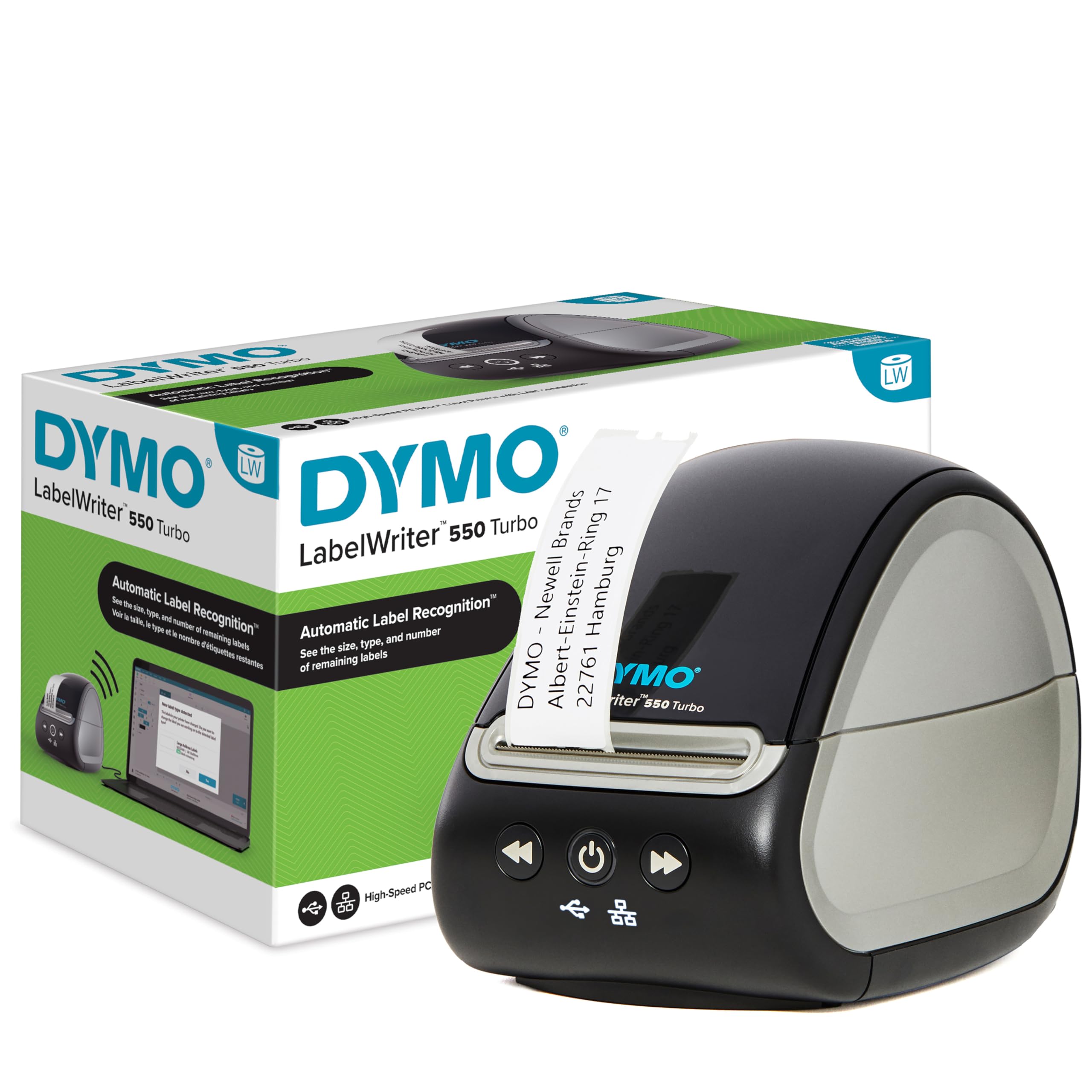 Dymo LabelWriter 550 Turbo Label Printer - High-Speed Printing up to 90 ppm | Monochrome Thermal | Portable