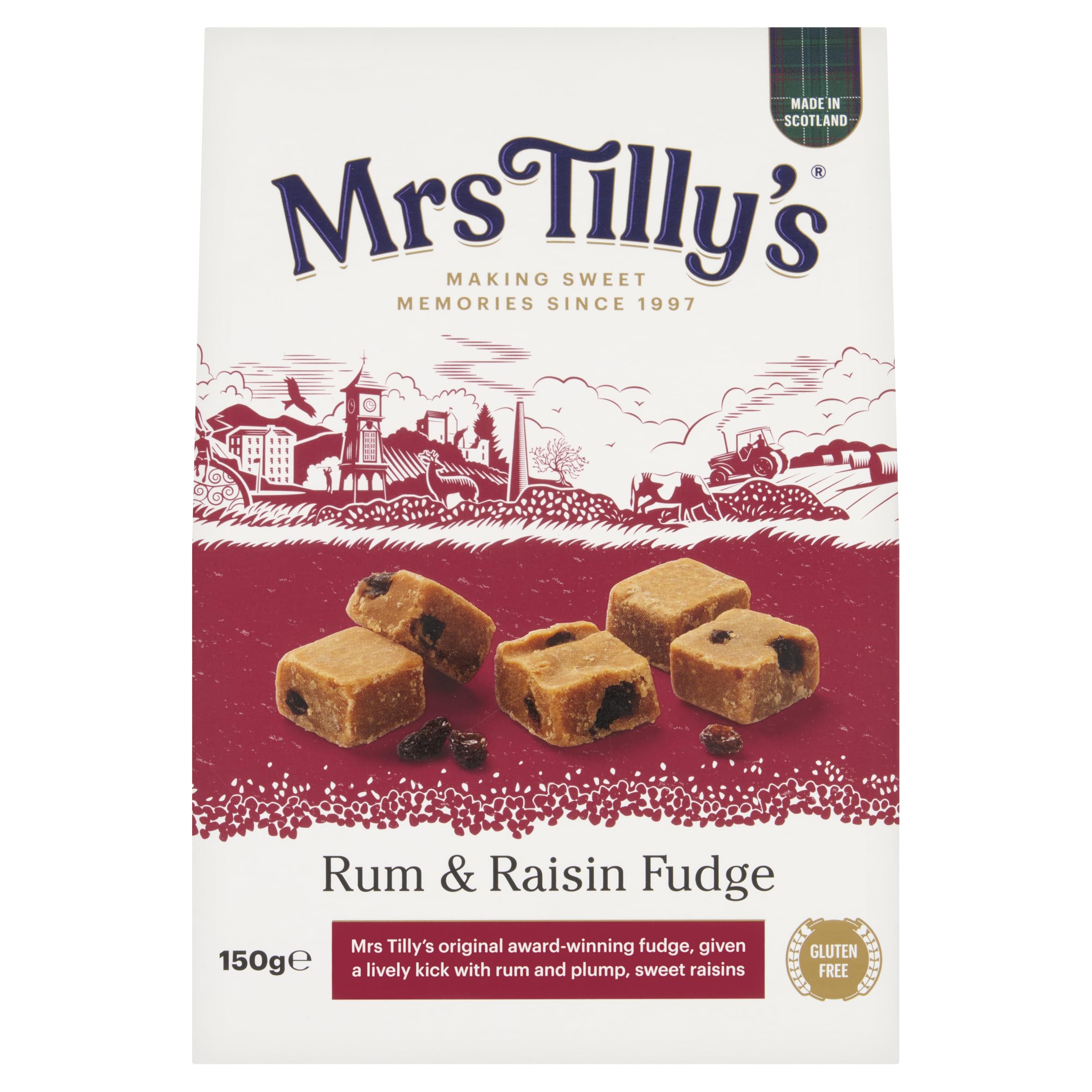 Mrs Tilly's Rum and Raisin Fudge in Gift Box - 150g 1