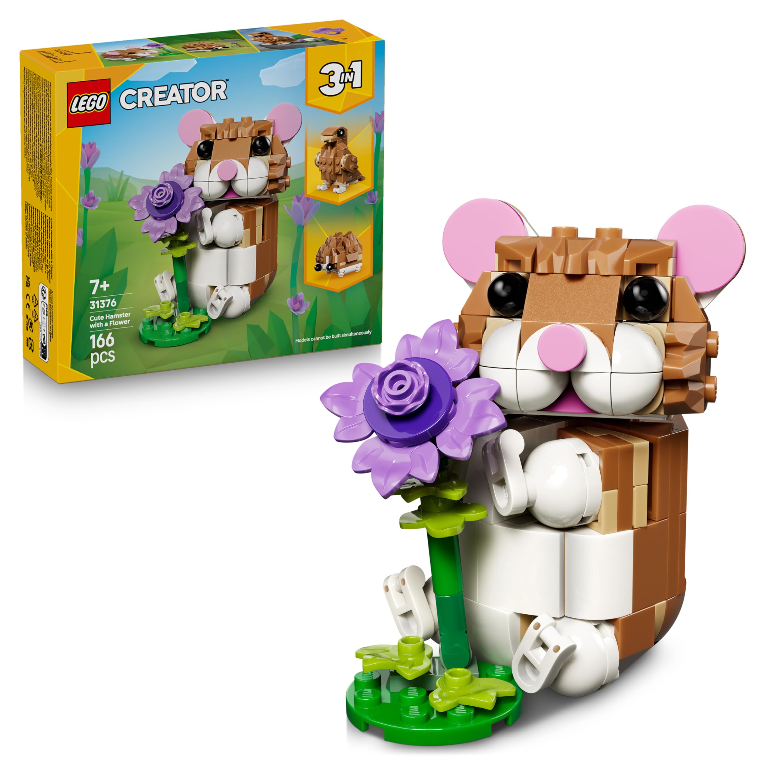 LEGO Creator 3in1 Cute Hamster with a Flower Building Set | 166 Pieces | Ages 7+