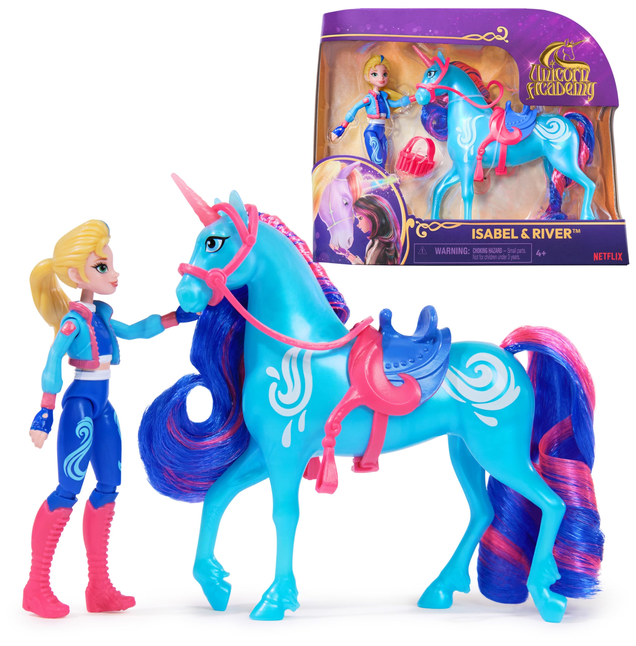 Unicorn Academy Isabel & River Playset with 2 Riding Accessories and Hair Styling Tool | Ages 4+