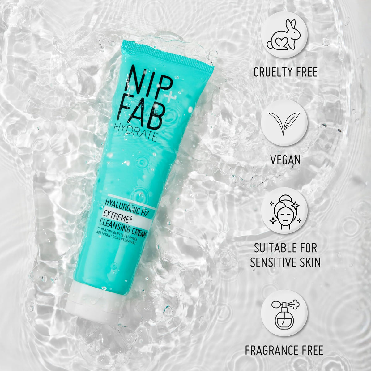 Nip+Fab Hyaluronic Acid Fix Extreme4 Cleansing Cream - Hydrating, Gentle, Moisturizing | 170g