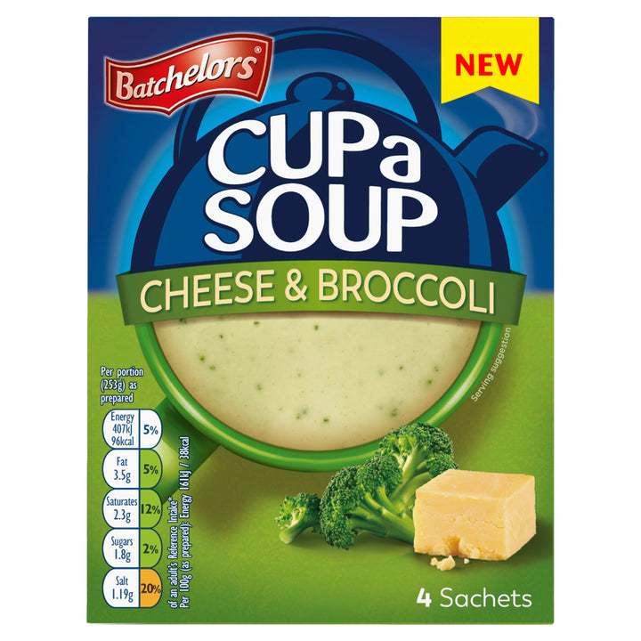 Batchelors Cup a Soup Cheese & Broccoli Instant Soup Sachets, 4 Sachets, 92 g