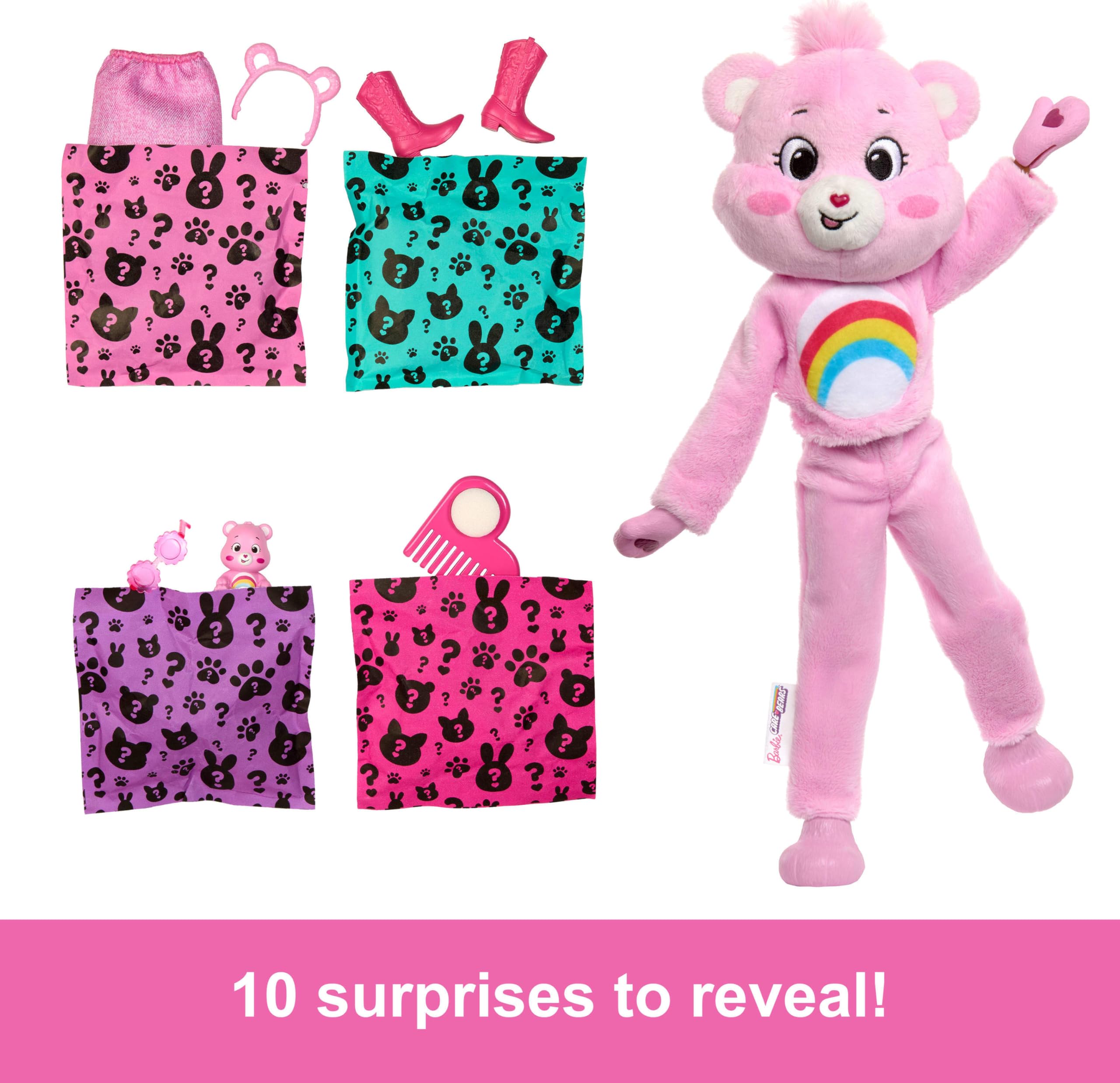 Barbie Cutie Reveal Care Bears Series Doll & Accessories Set - Cheer Bear with Transforming Costume & 10 Surprises 4