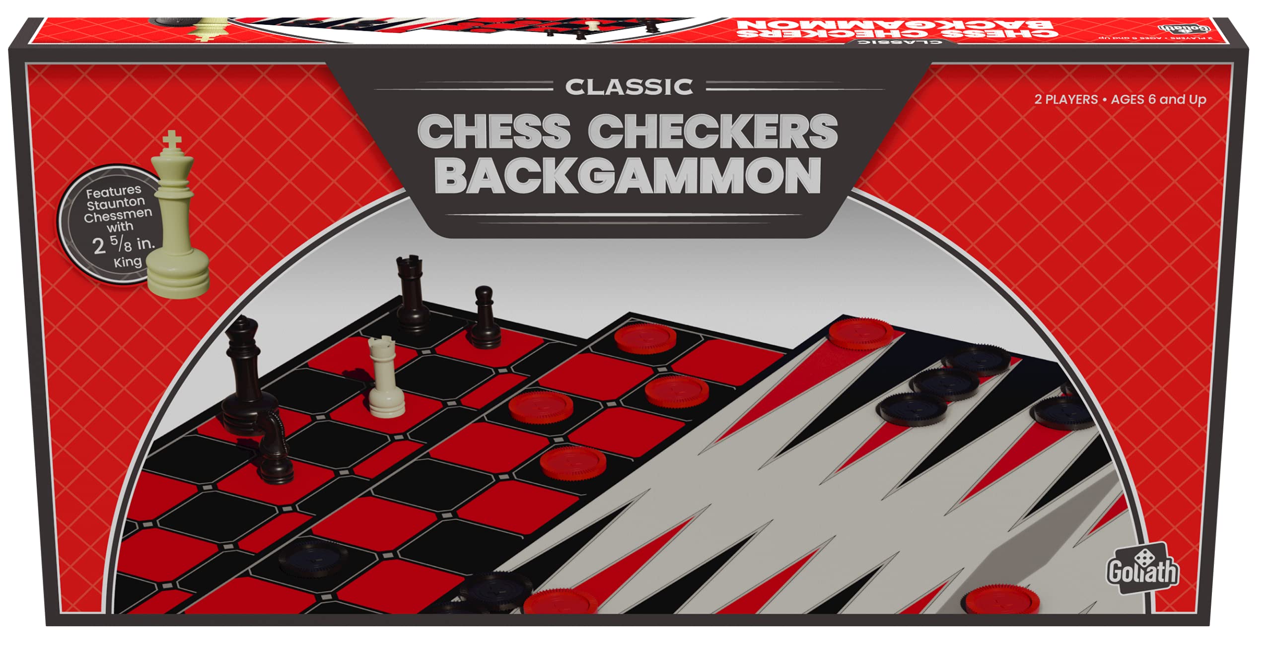 Goliath Classic Edition Triple Pack: Chess, Checkers & Backgammon Set | 2 Players | Plastic 1