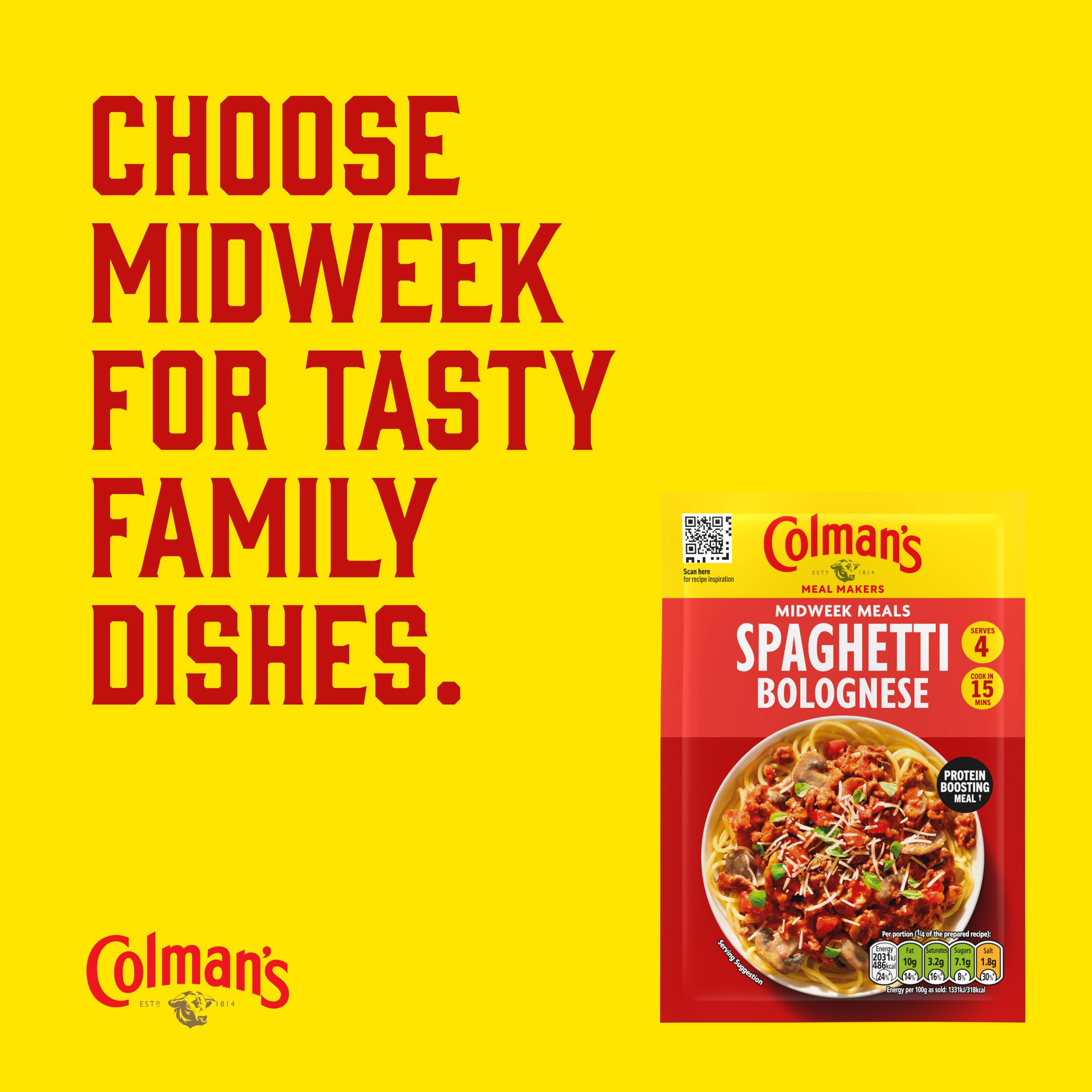 Colman's Midweek Meals Spaghetti Bolognese Meal Maker Sauce Mix | 16 Servings | 40g 3