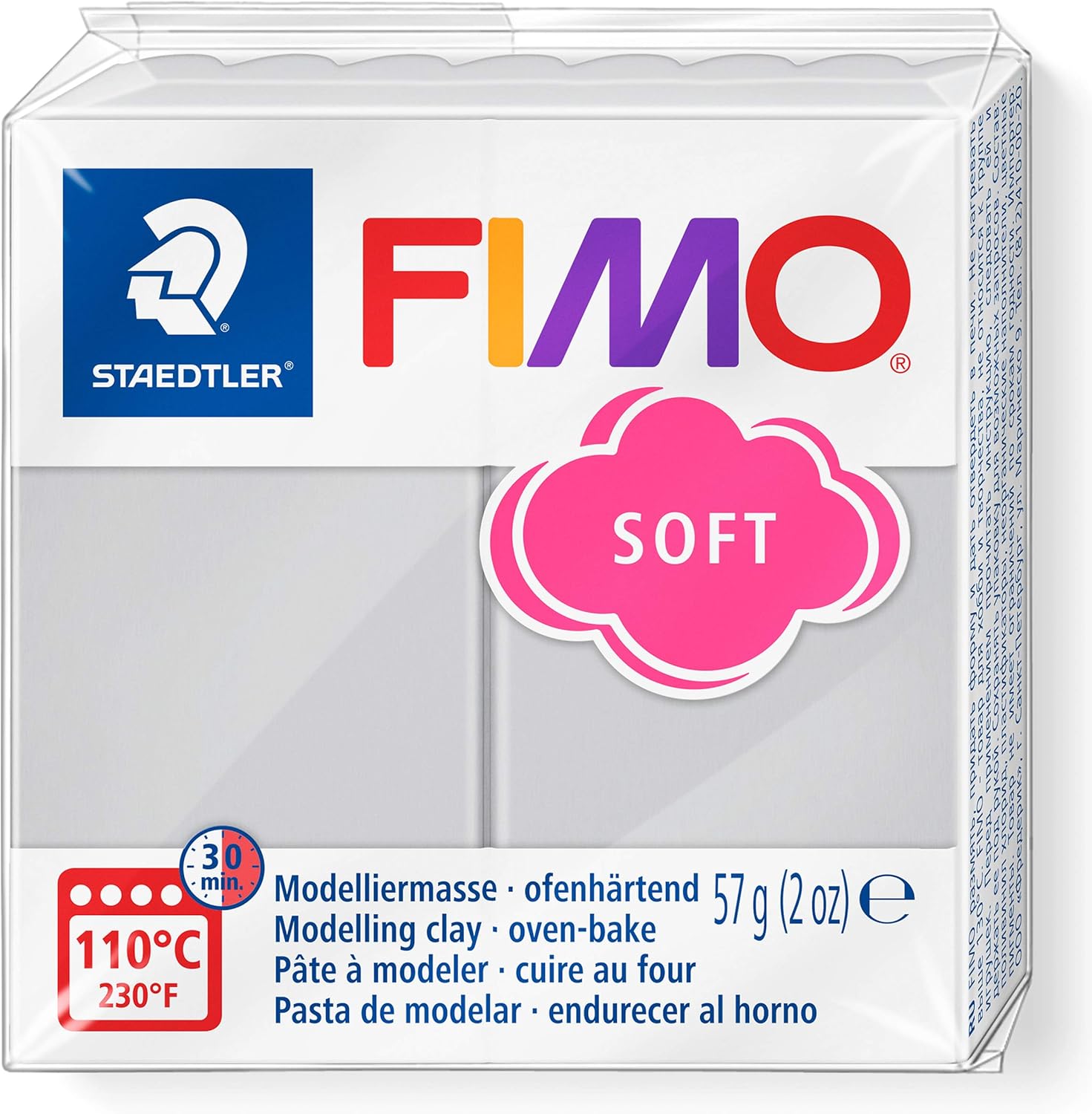 STAEDTLER Fimo Soft 8020-80 Oven Hardening Modelling Clay 56g - Dolphin Grey 1